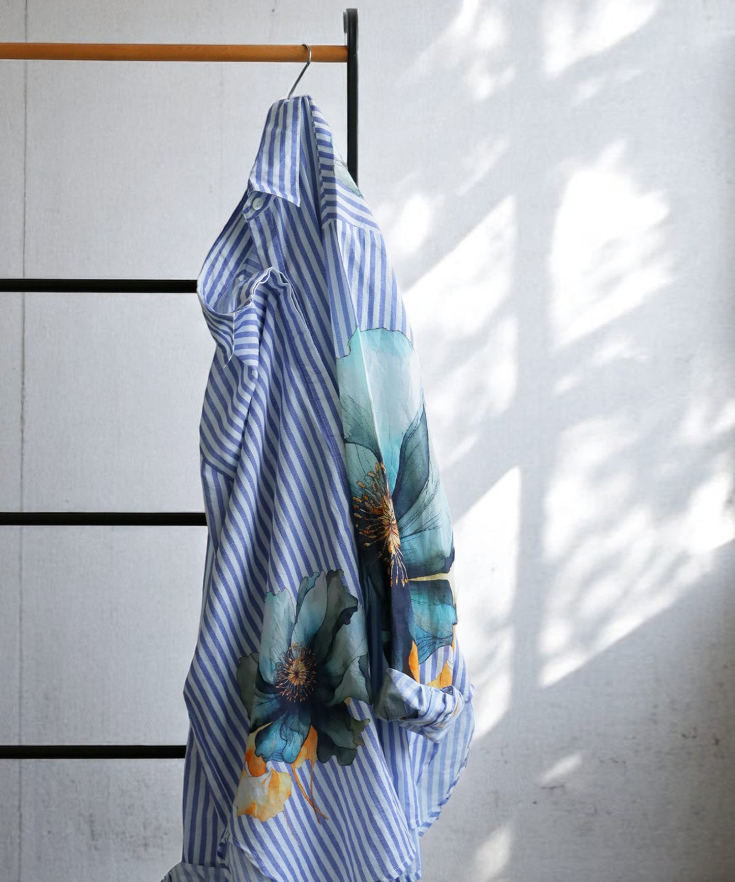 Ladies Floral Striped Shirt