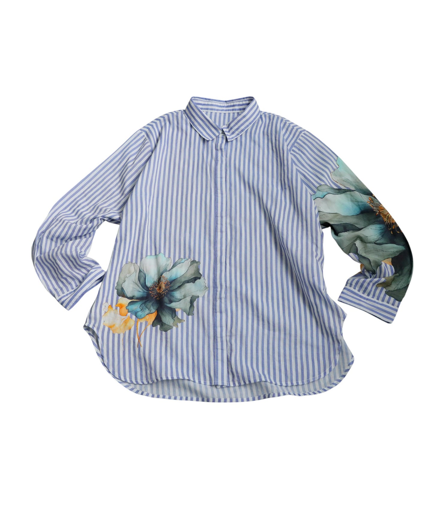 Ladies Floral Striped Shirt