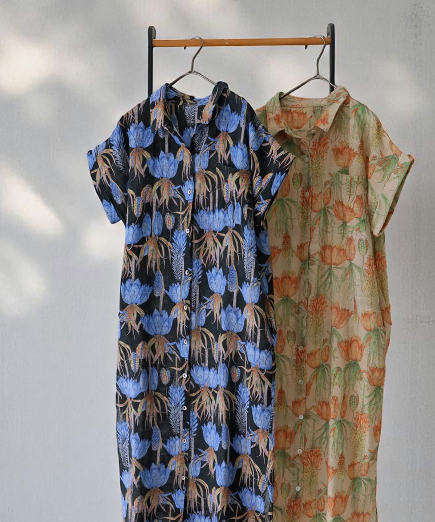 Ladies Floral Print Shirt Dress