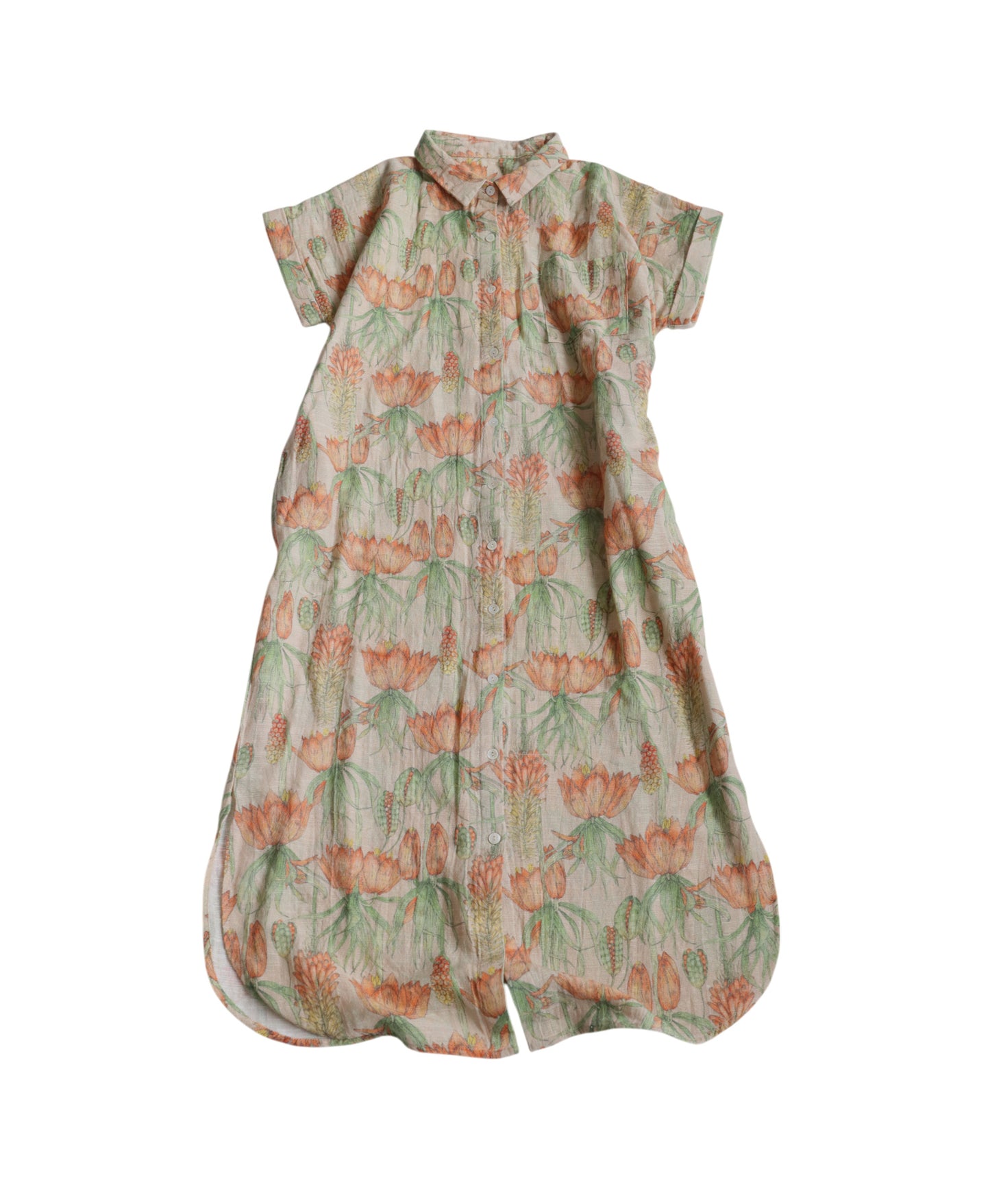 Ladies Floral Print Shirt Dress