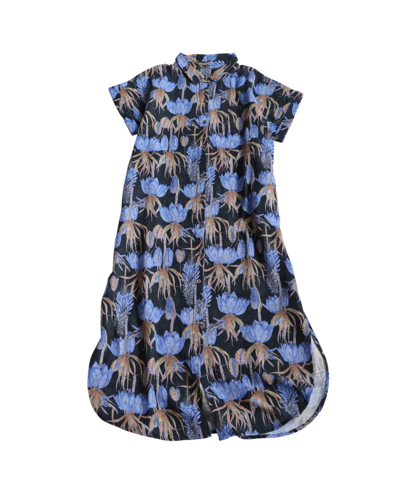 Ladies Floral Print Shirt Dress