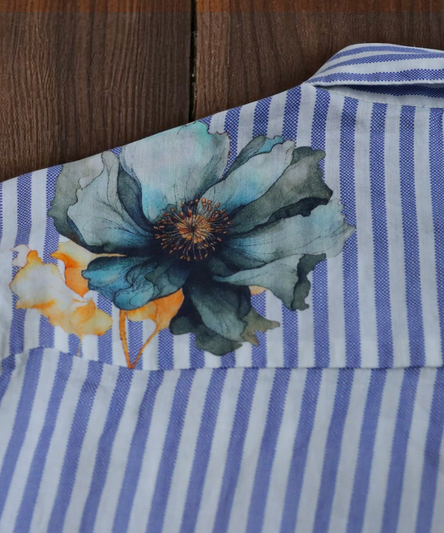 Ladies Floral Striped Shirt