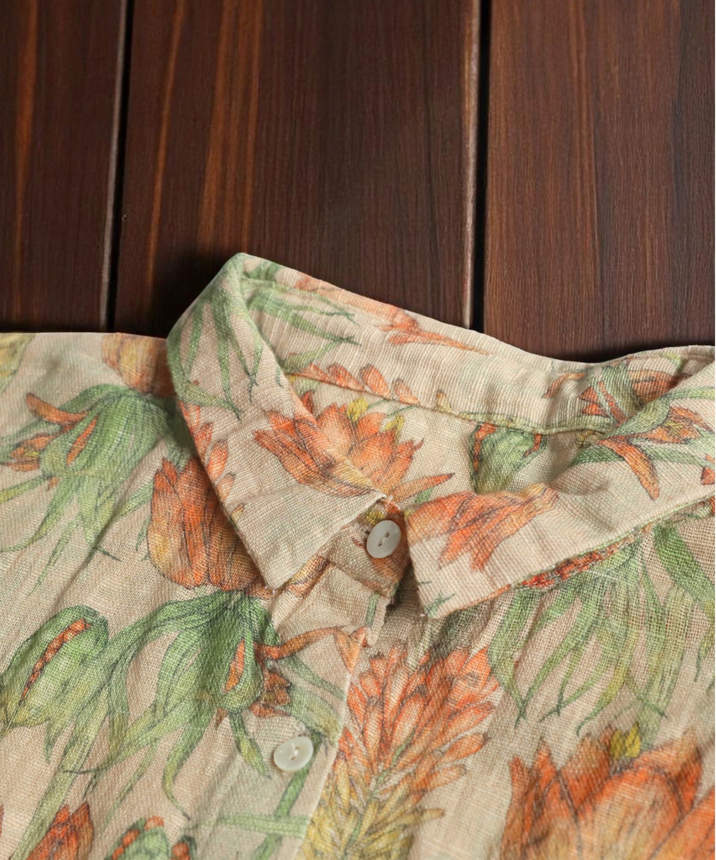 Ladies Floral Print Shirt Dress