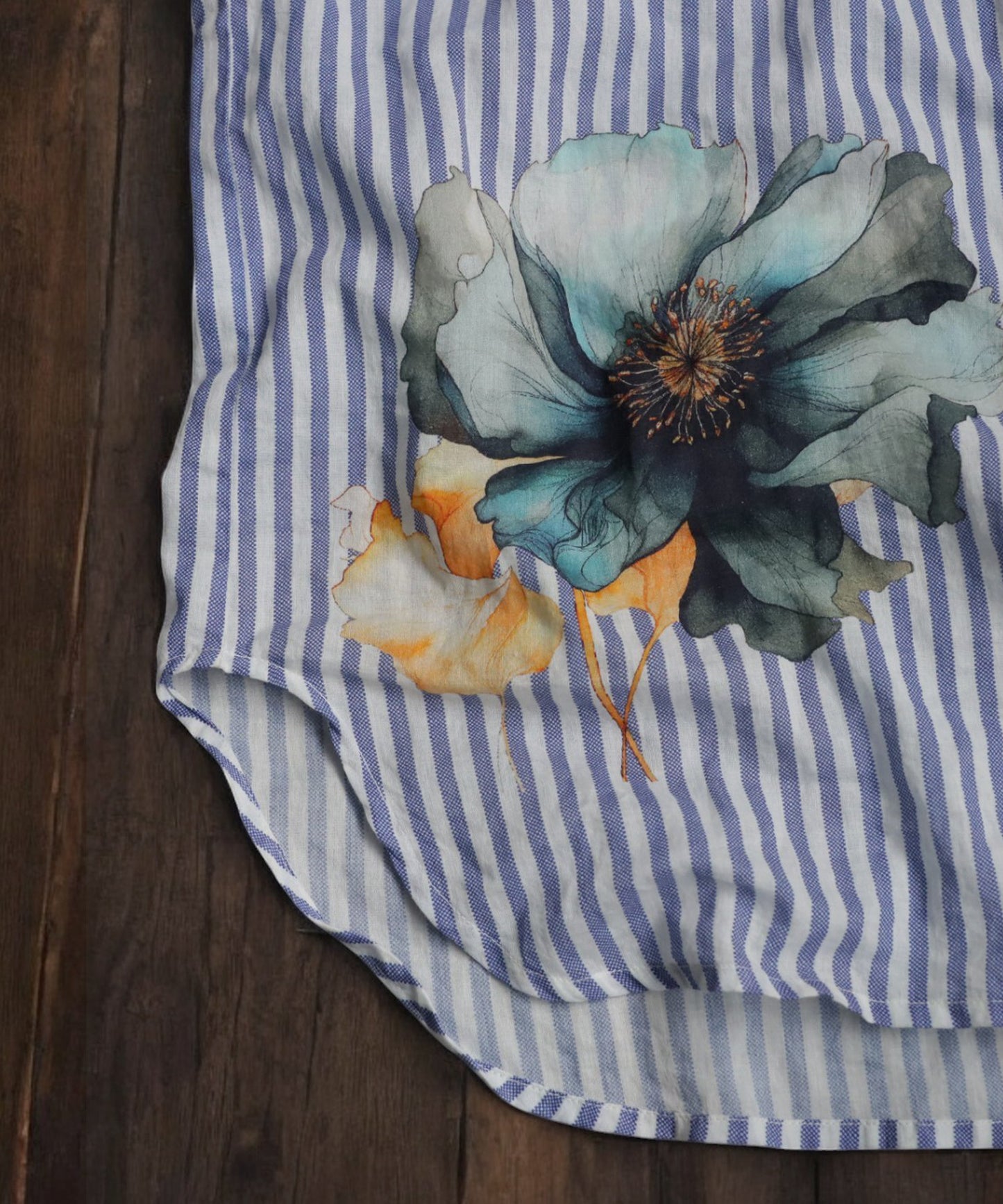 Ladies Floral Striped Shirt