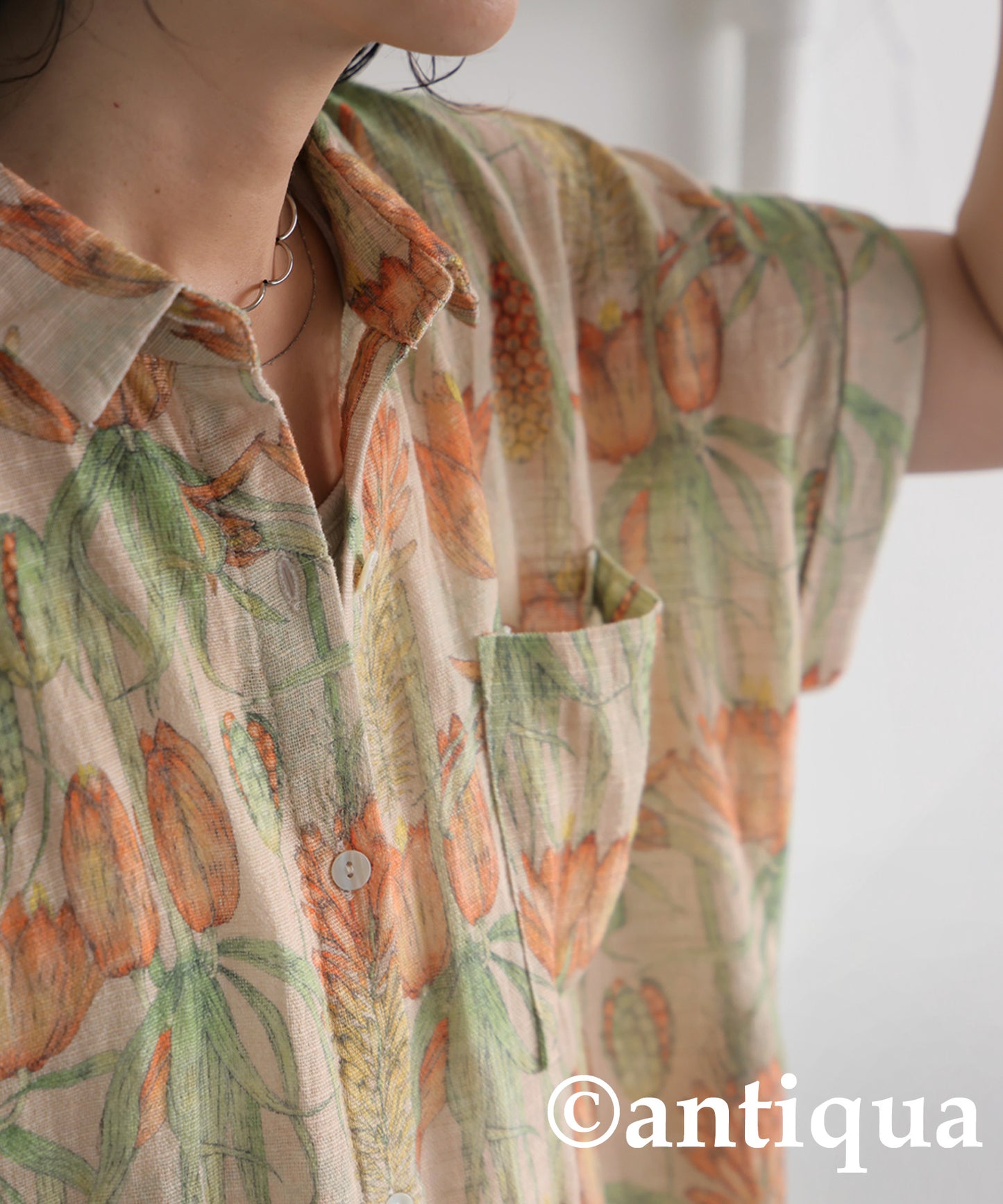 Ladies Floral Print Shirt Dress