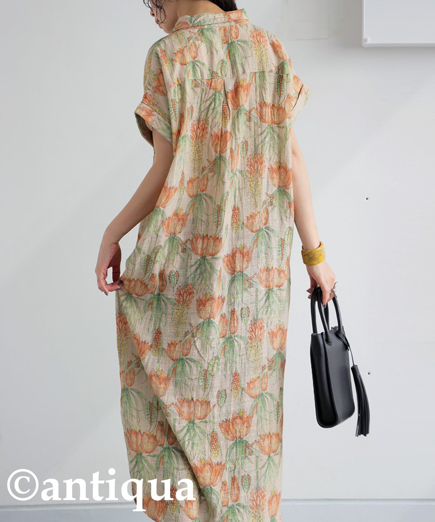 Ladies Floral Print Shirt Dress