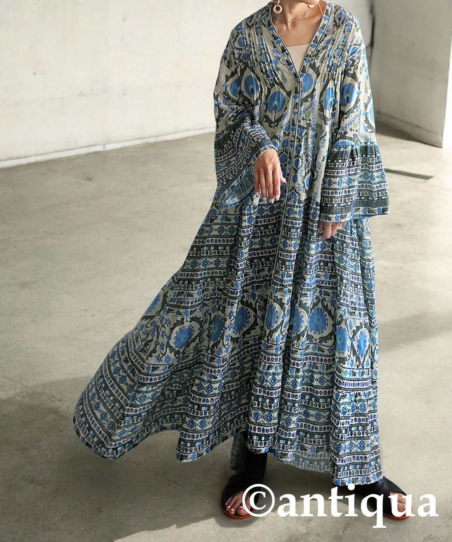 Ladies Oriental Print Dress