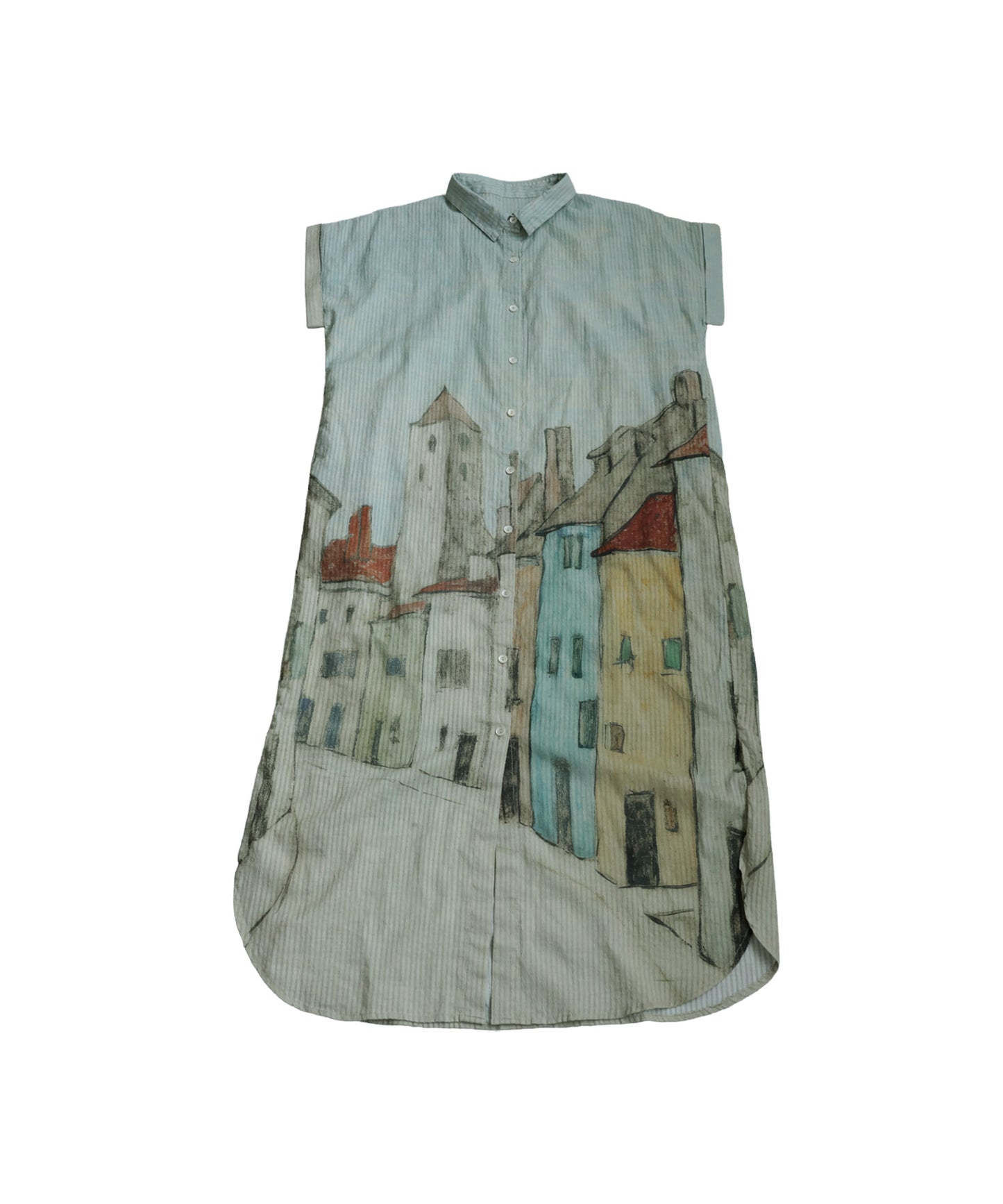 Ladies Art Print Shirt Dress