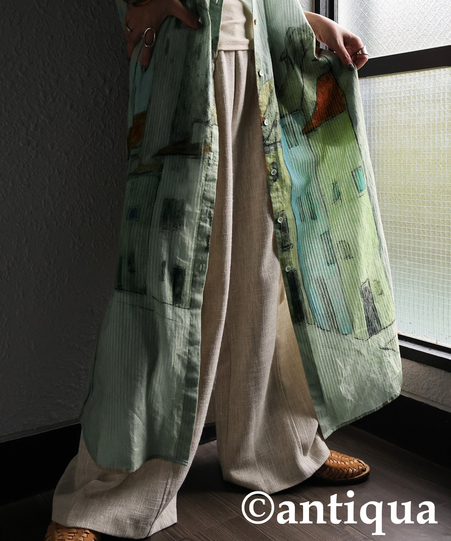 Ladies Art Print Shirt Dress