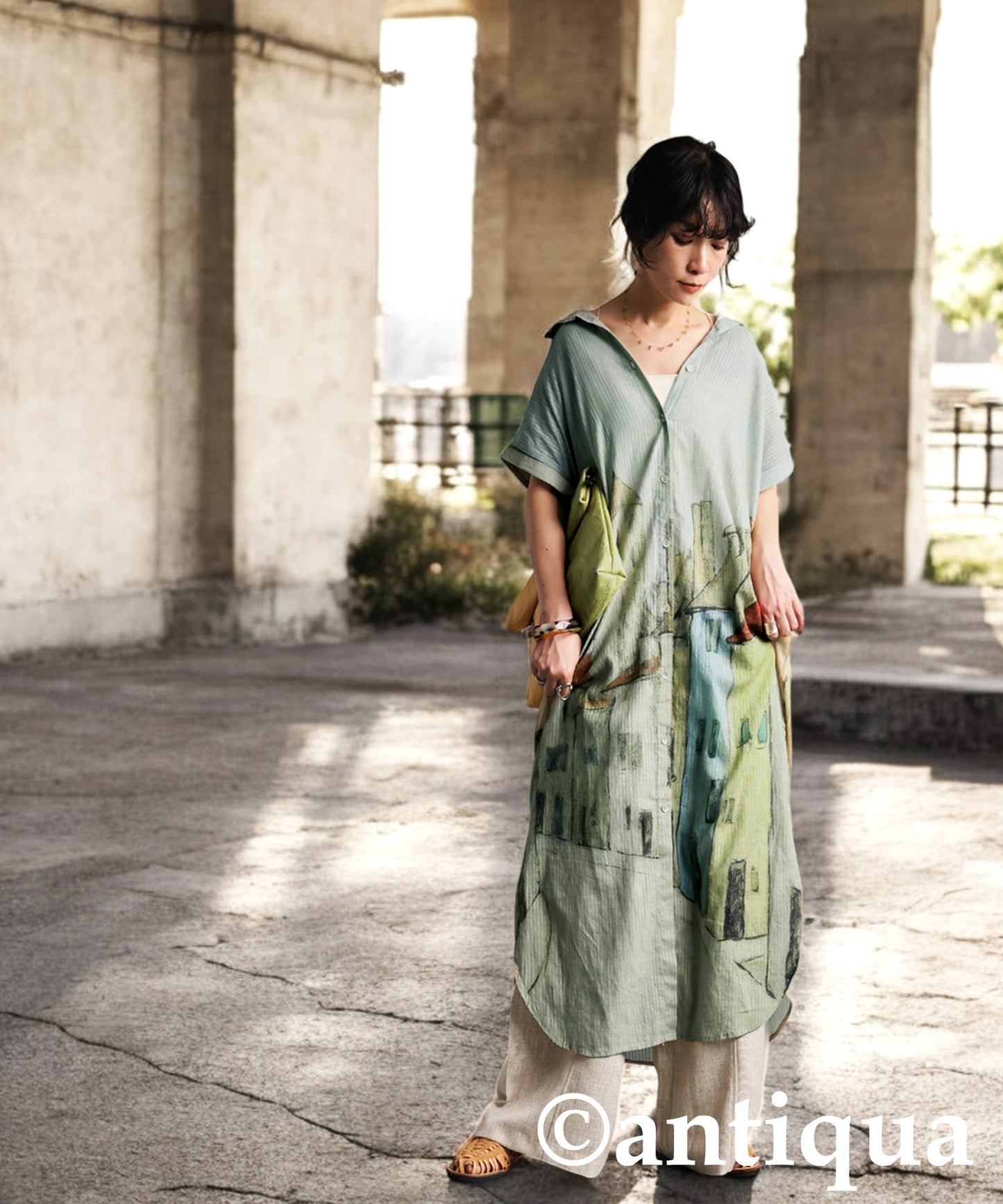 Ladies Art Print Shirt Dress