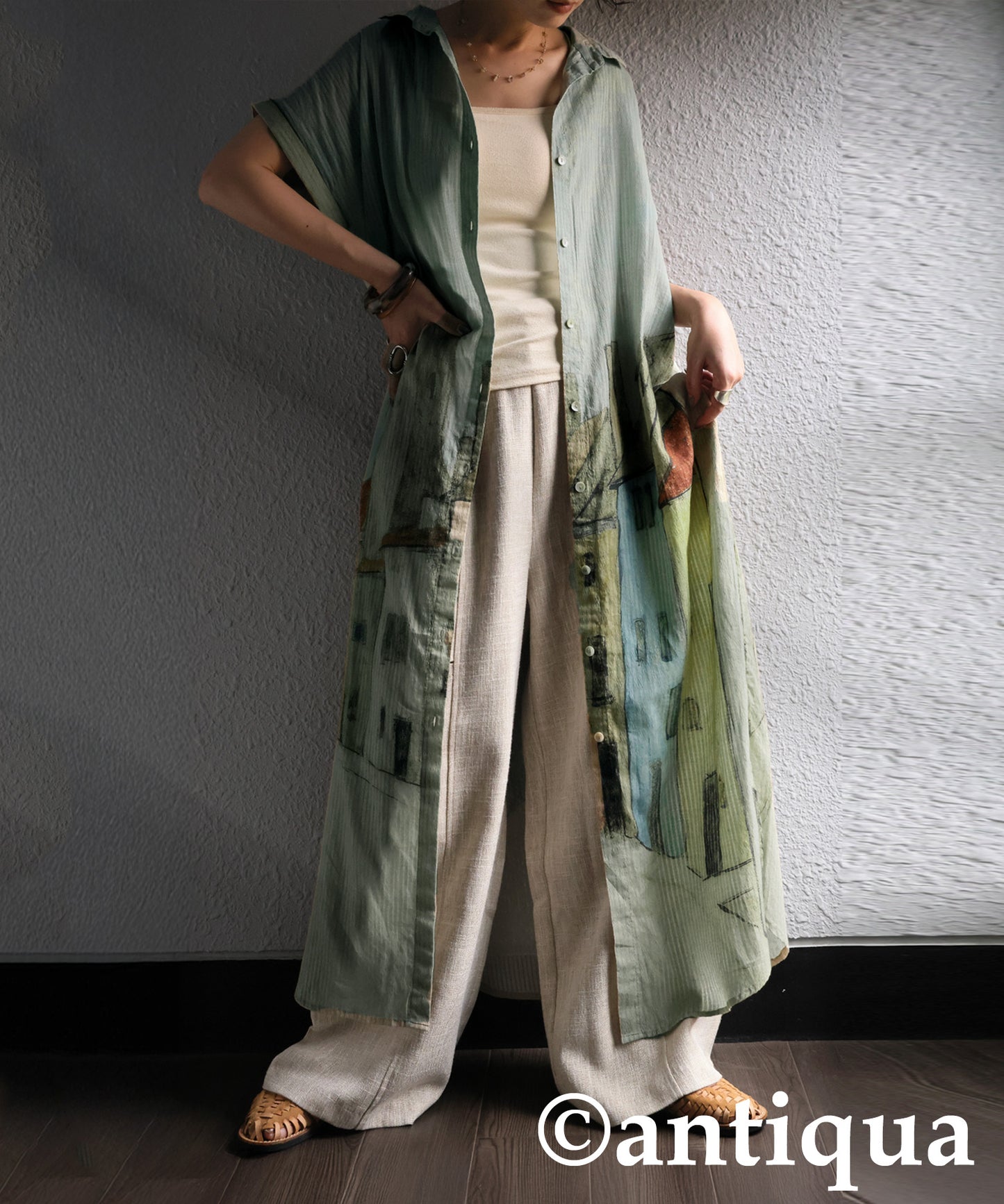 Ladies Art Print Shirt Dress