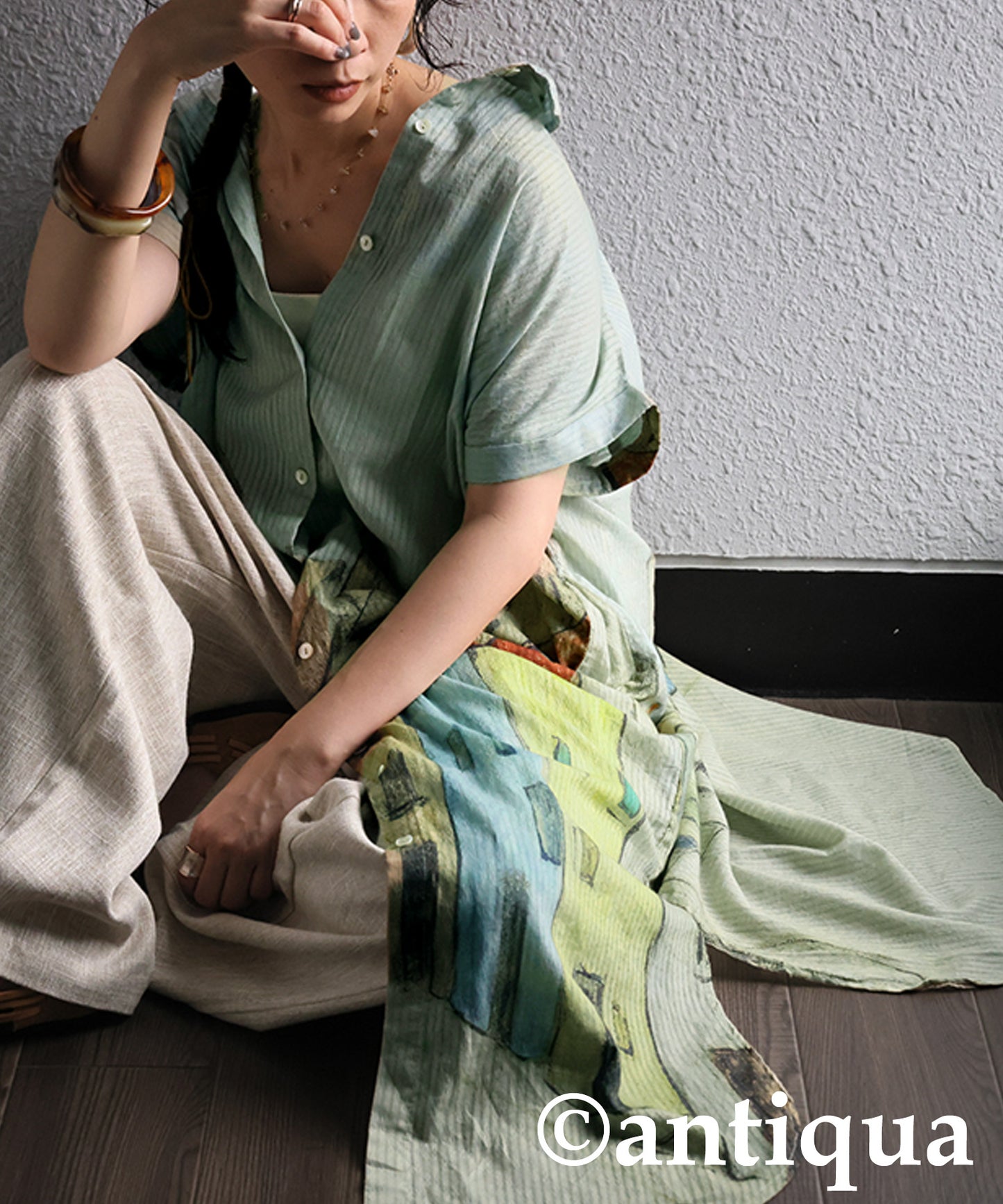 Ladies Art Print Shirt Dress