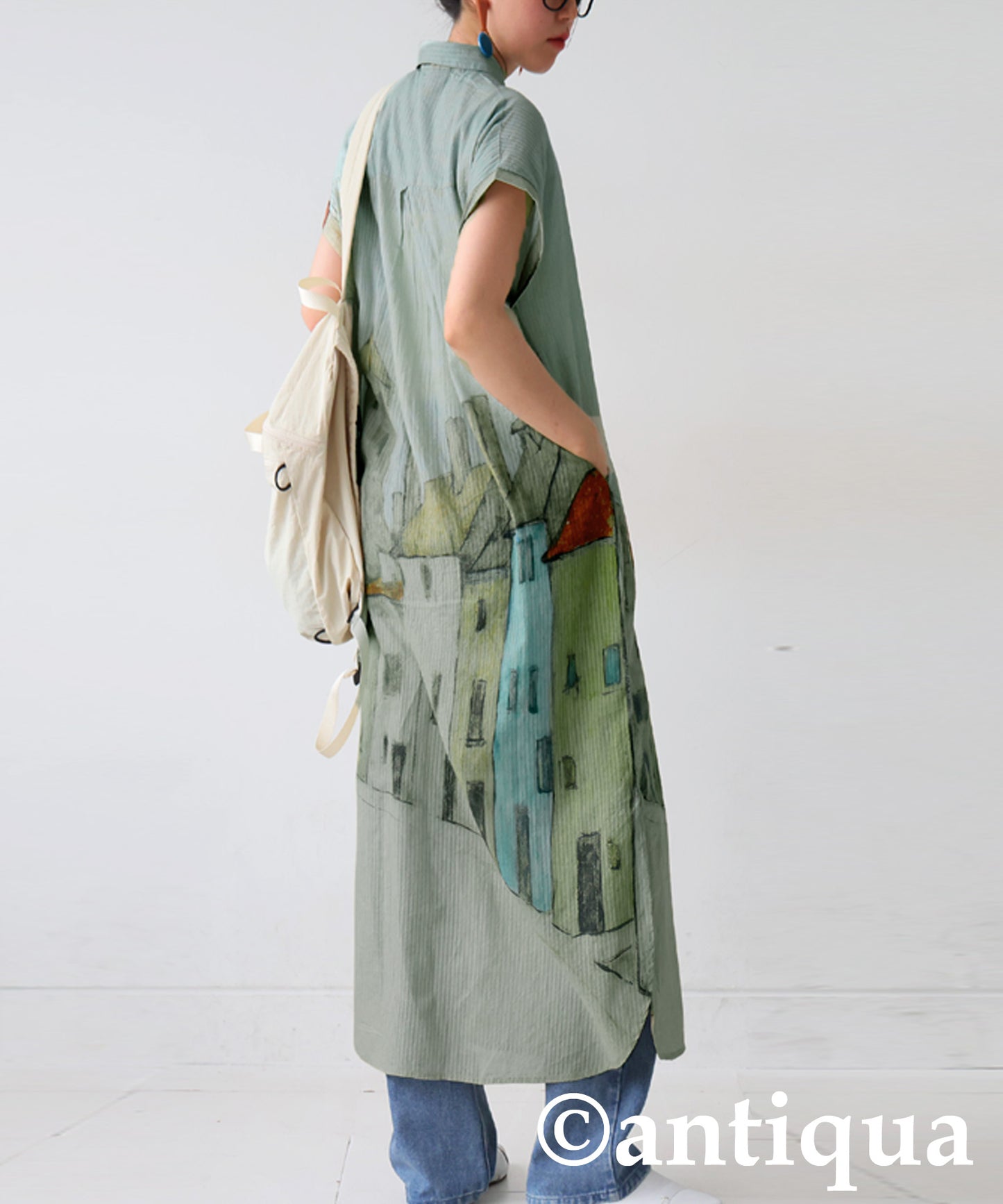 Ladies Art Print Shirt Dress