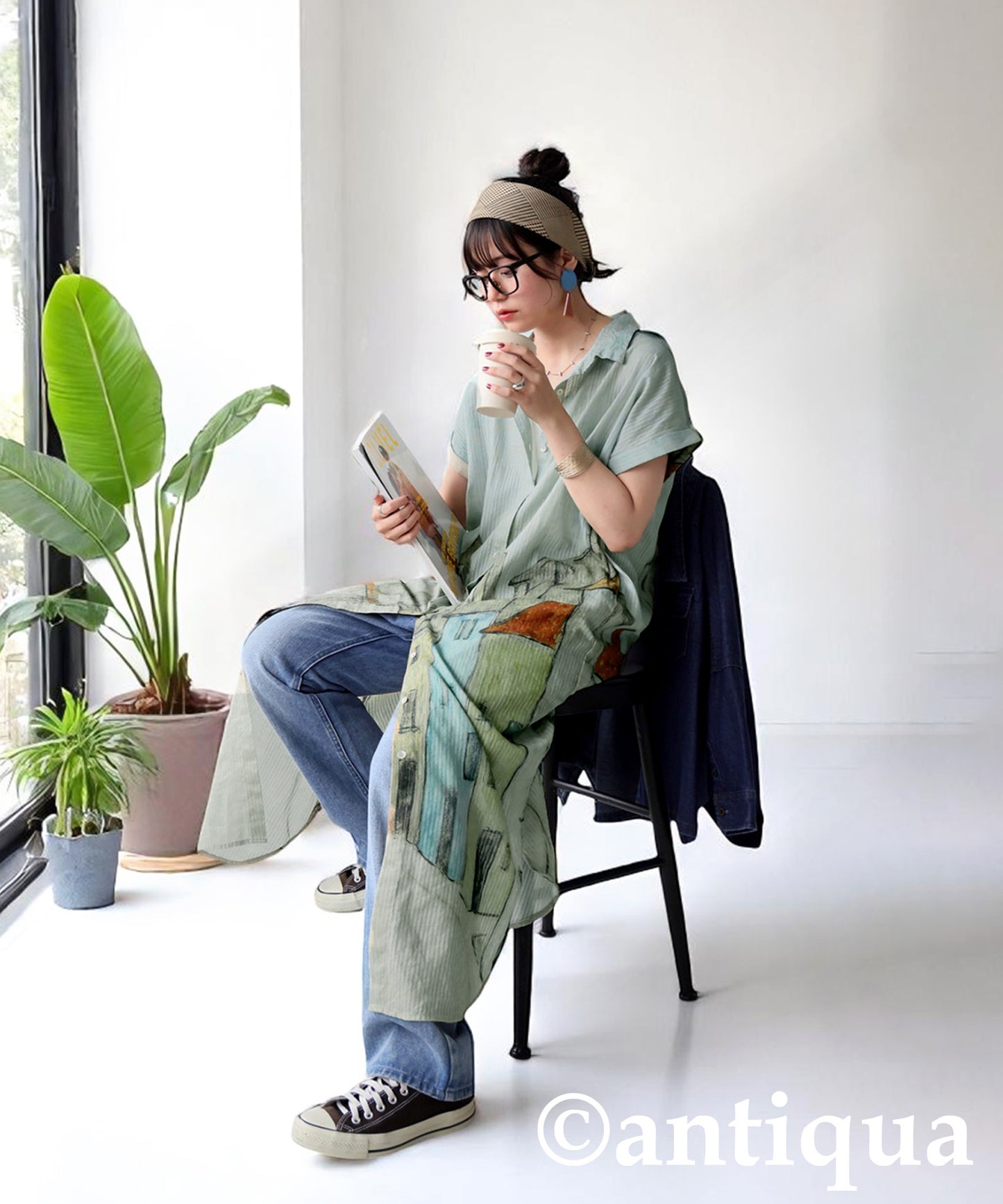 Ladies Art Print Shirt Dress