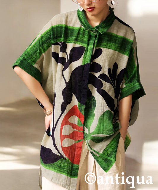 Ladies Botanical Cotton Shirt Jacket