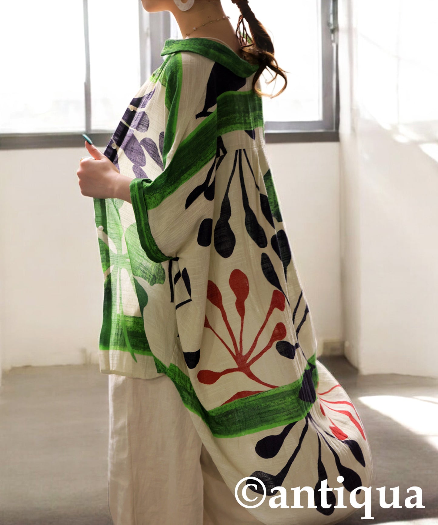 Ladies Botanical Cotton Shirt Jacket