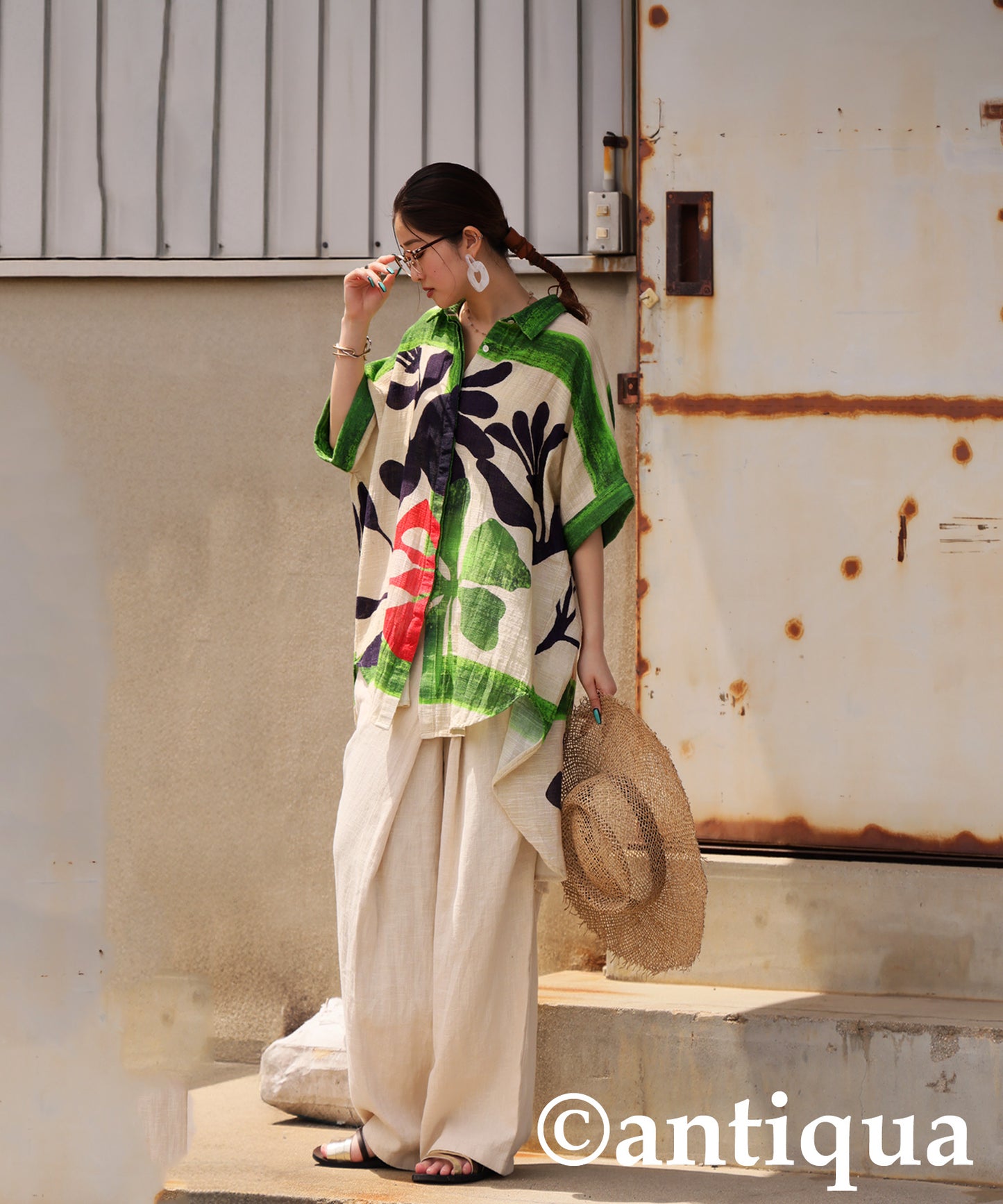 Ladies Botanical Cotton Shirt Jacket