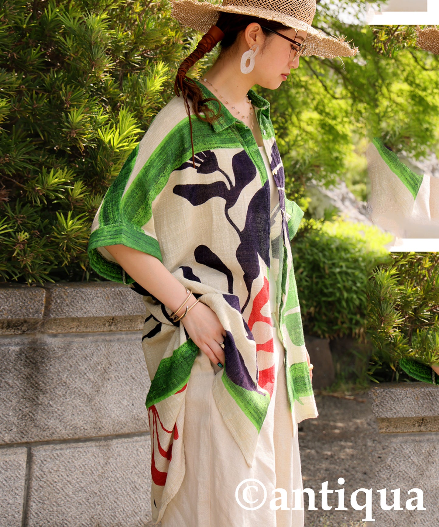 Ladies Botanical Cotton Shirt Jacket