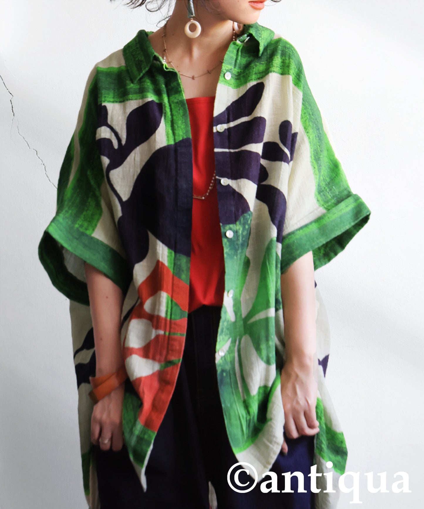 Ladies Botanical Cotton Shirt Jacket