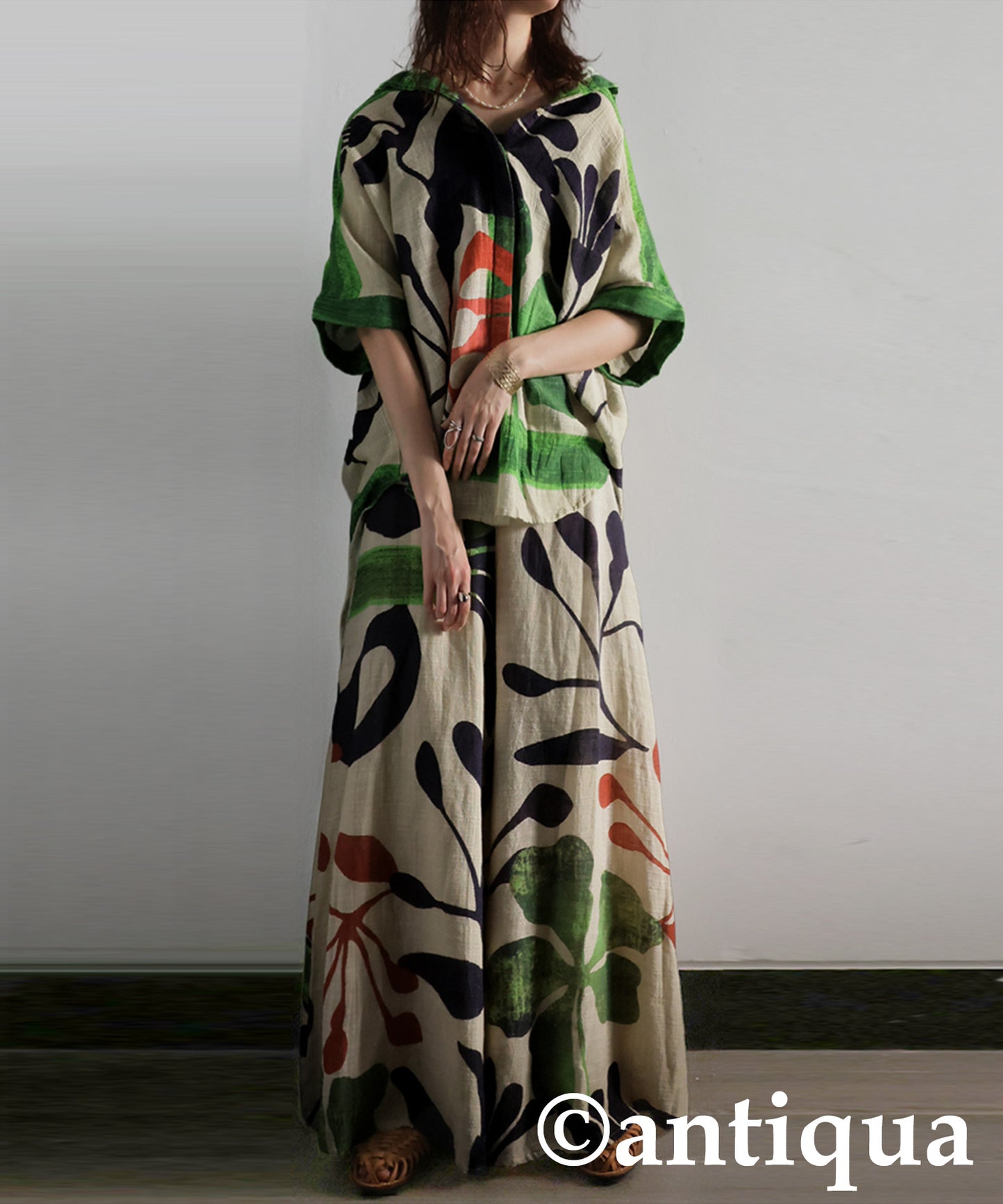 Ladies Botanical Cotton Shirt Jacket