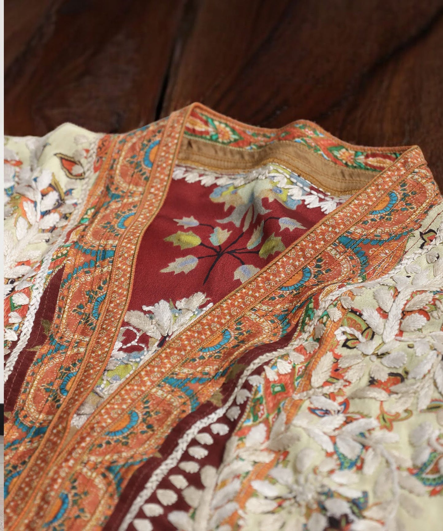 Ethnic Pattern Embroidered Kaftan Dress Ladies