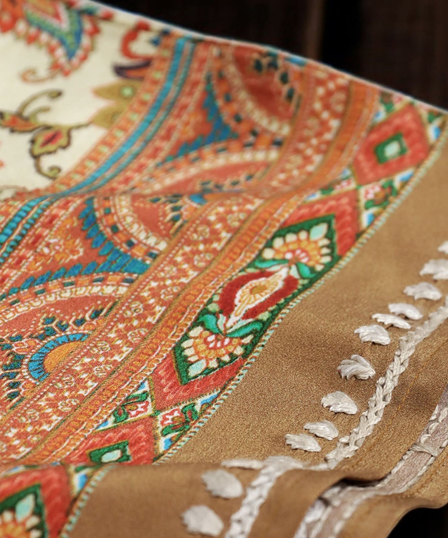 Ethnic Pattern Embroidered Kaftan Dress Ladies