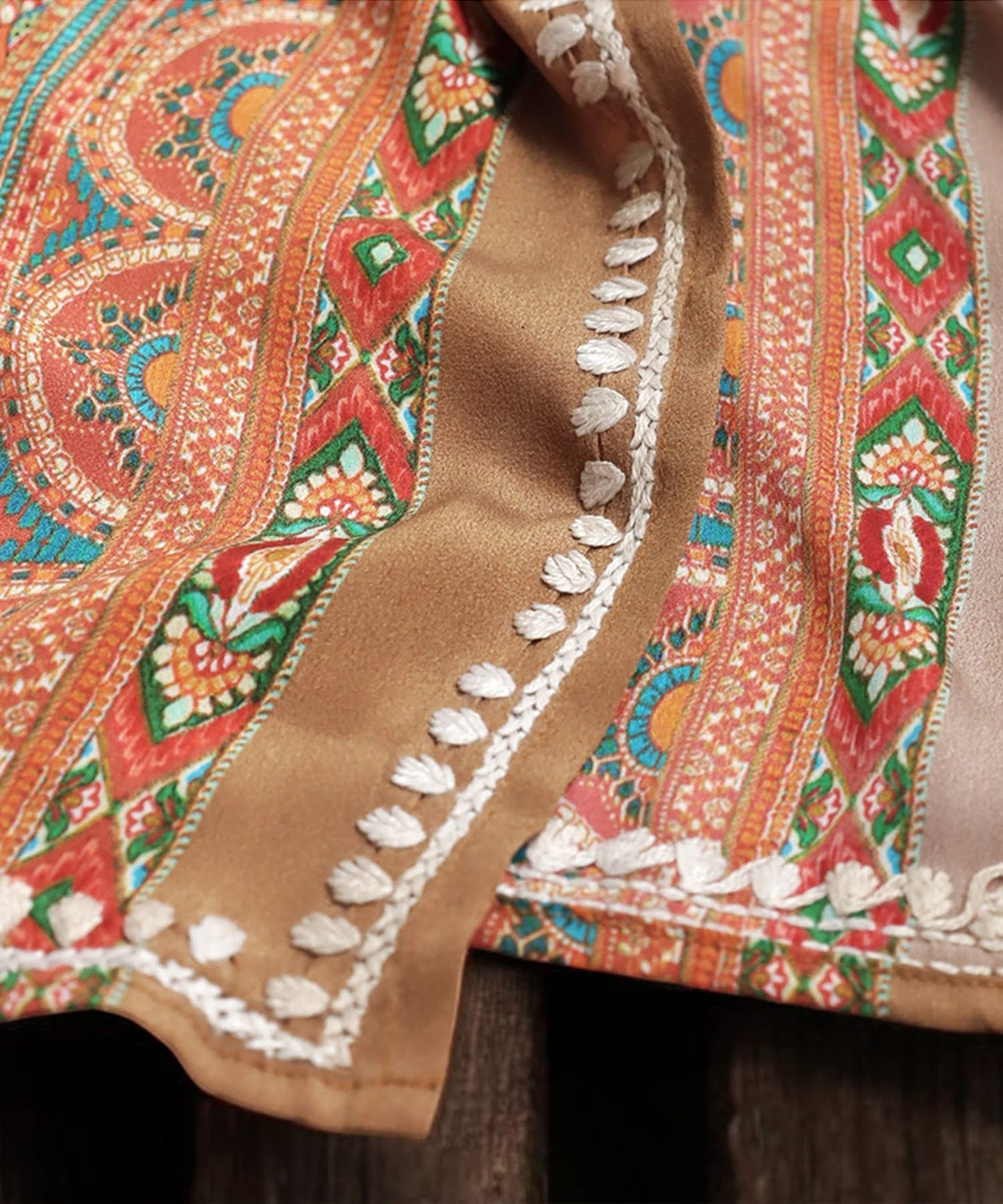 Ethnic Pattern Embroidered Kaftan Dress Ladies