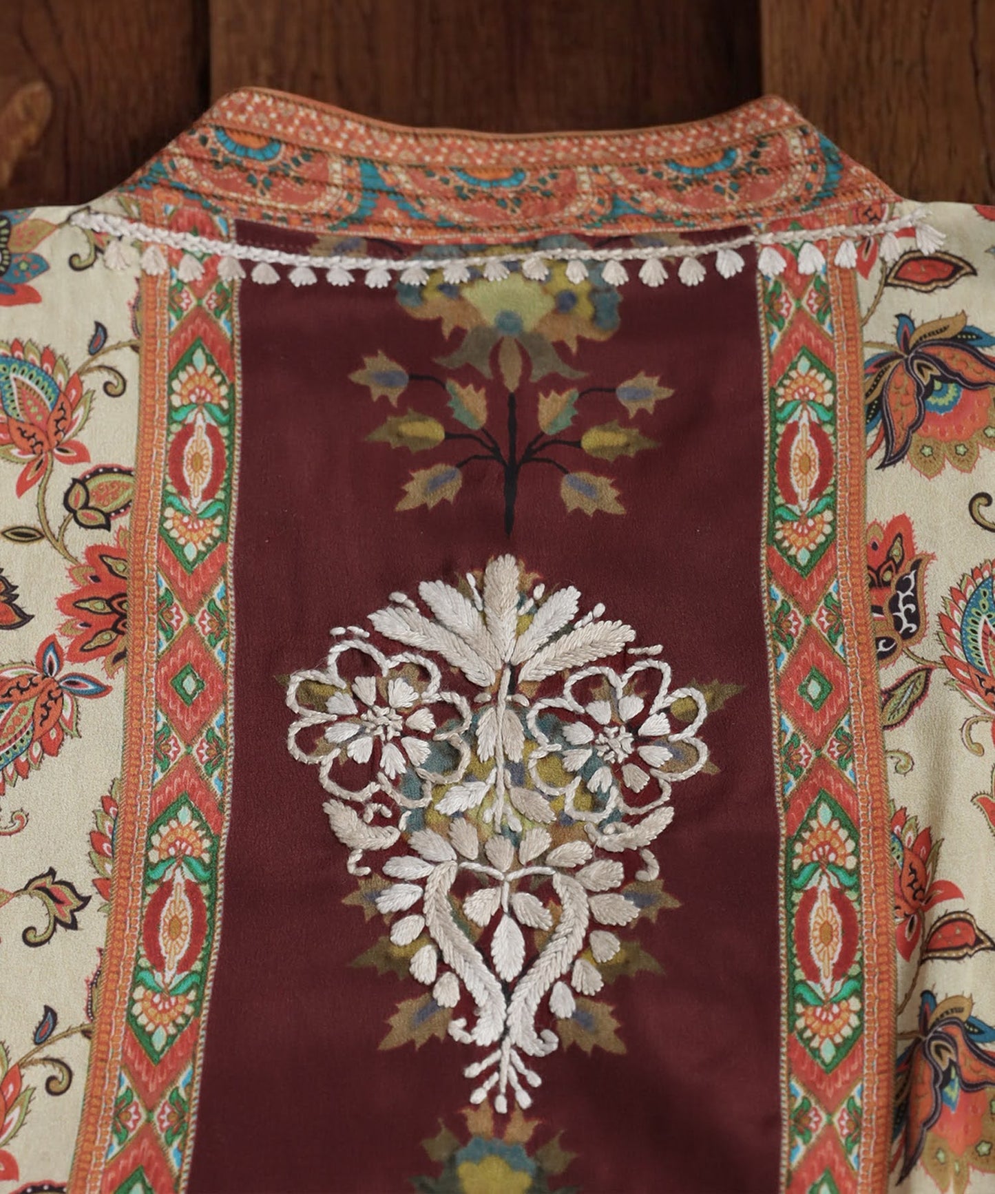 Ethnic Pattern Embroidered Kaftan Dress Ladies