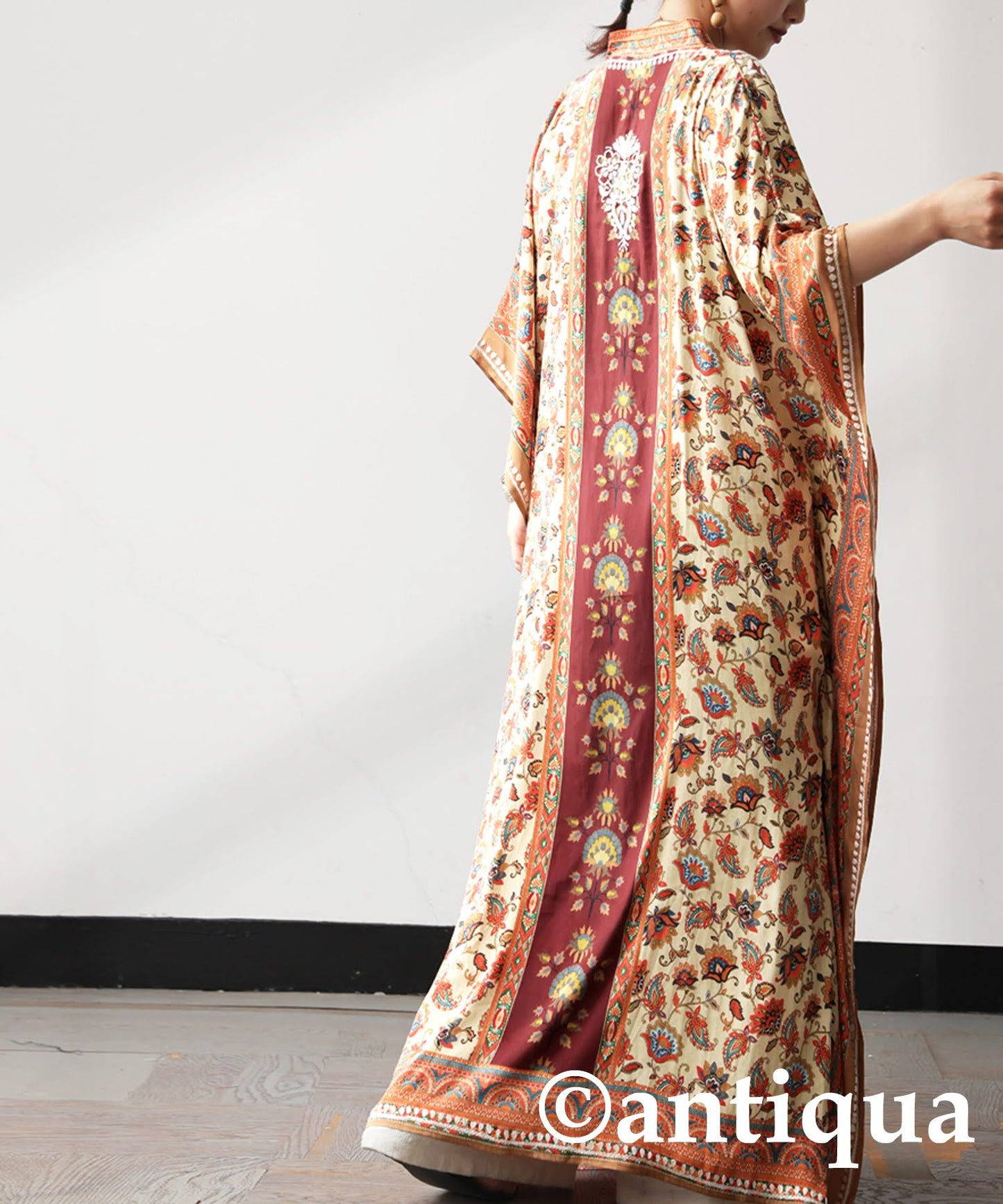 Ethnic Pattern Embroidered Kaftan Dress Ladies