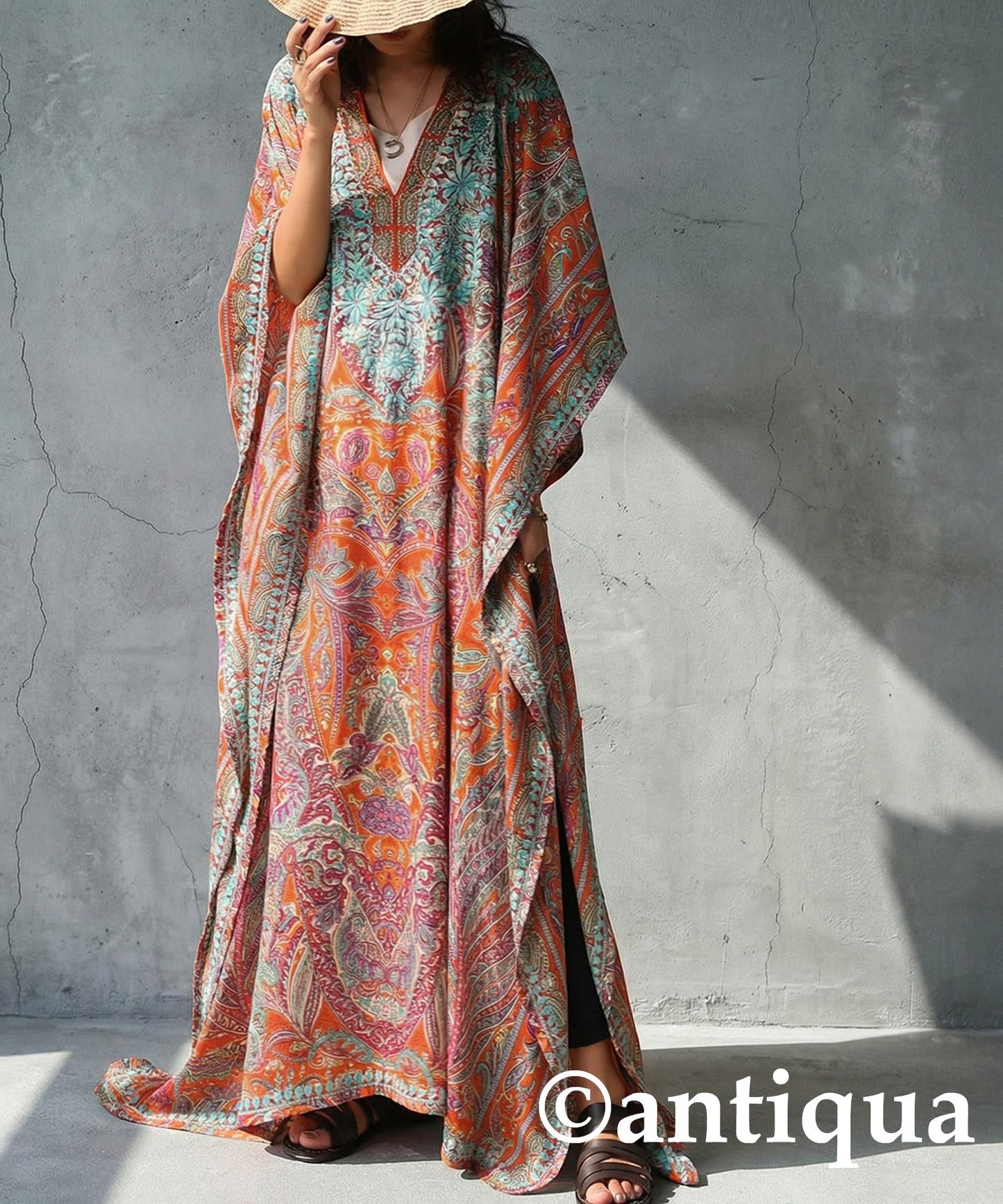 Paisley Print Kaftan Dress Ladies