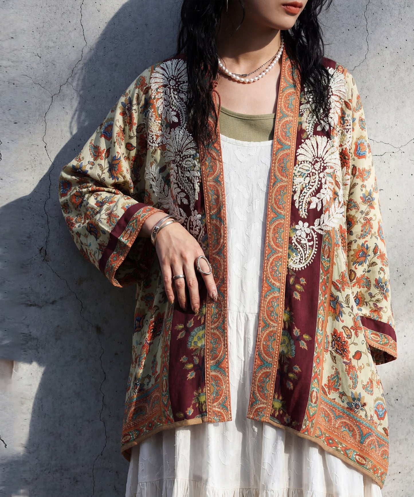 Ethnic print cardigan