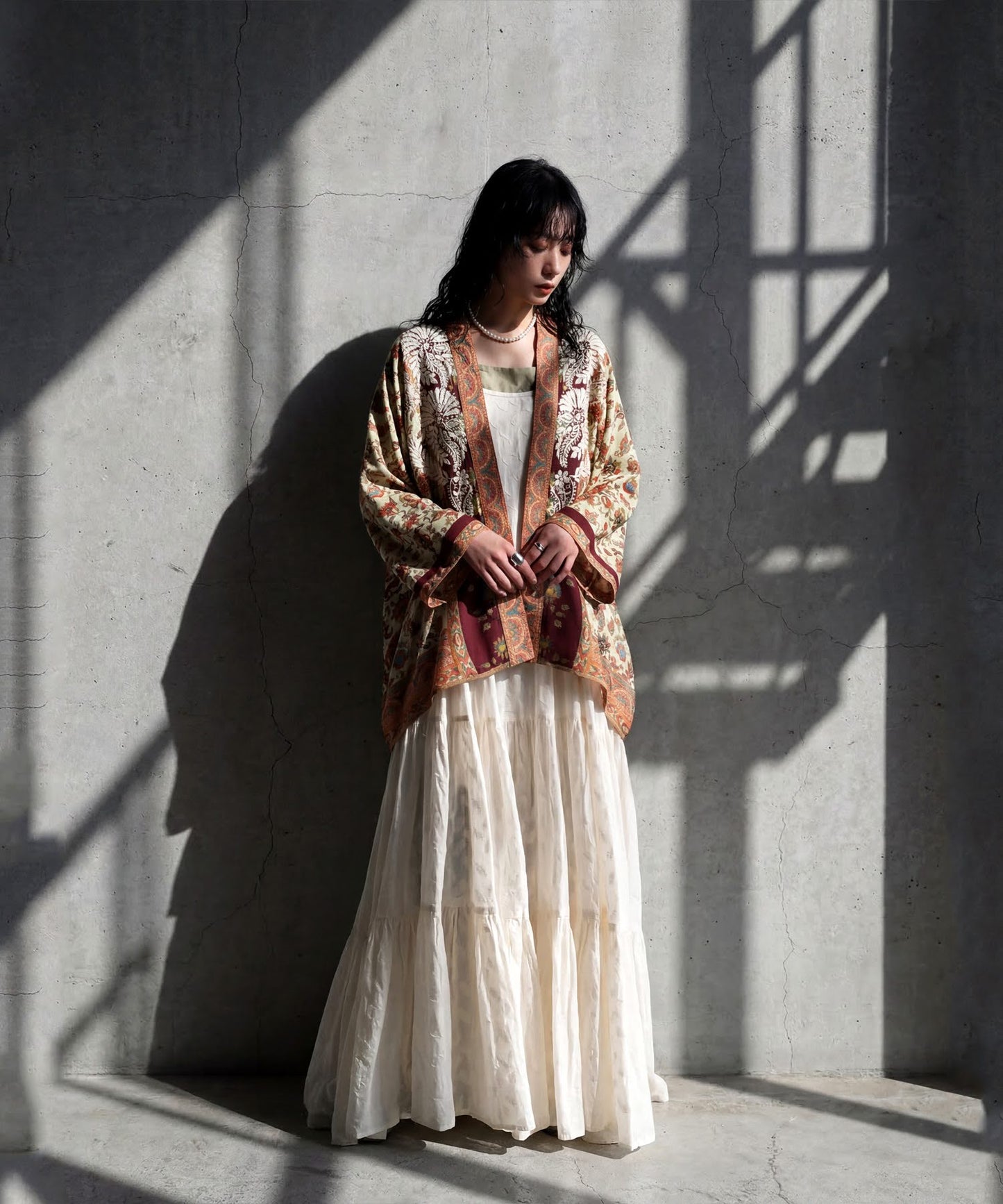 Ethnic print cardigan