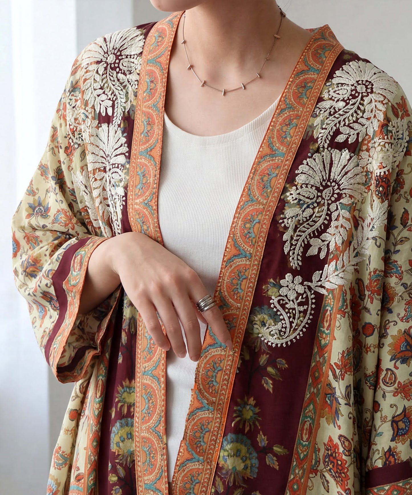Ethnic print cardigan