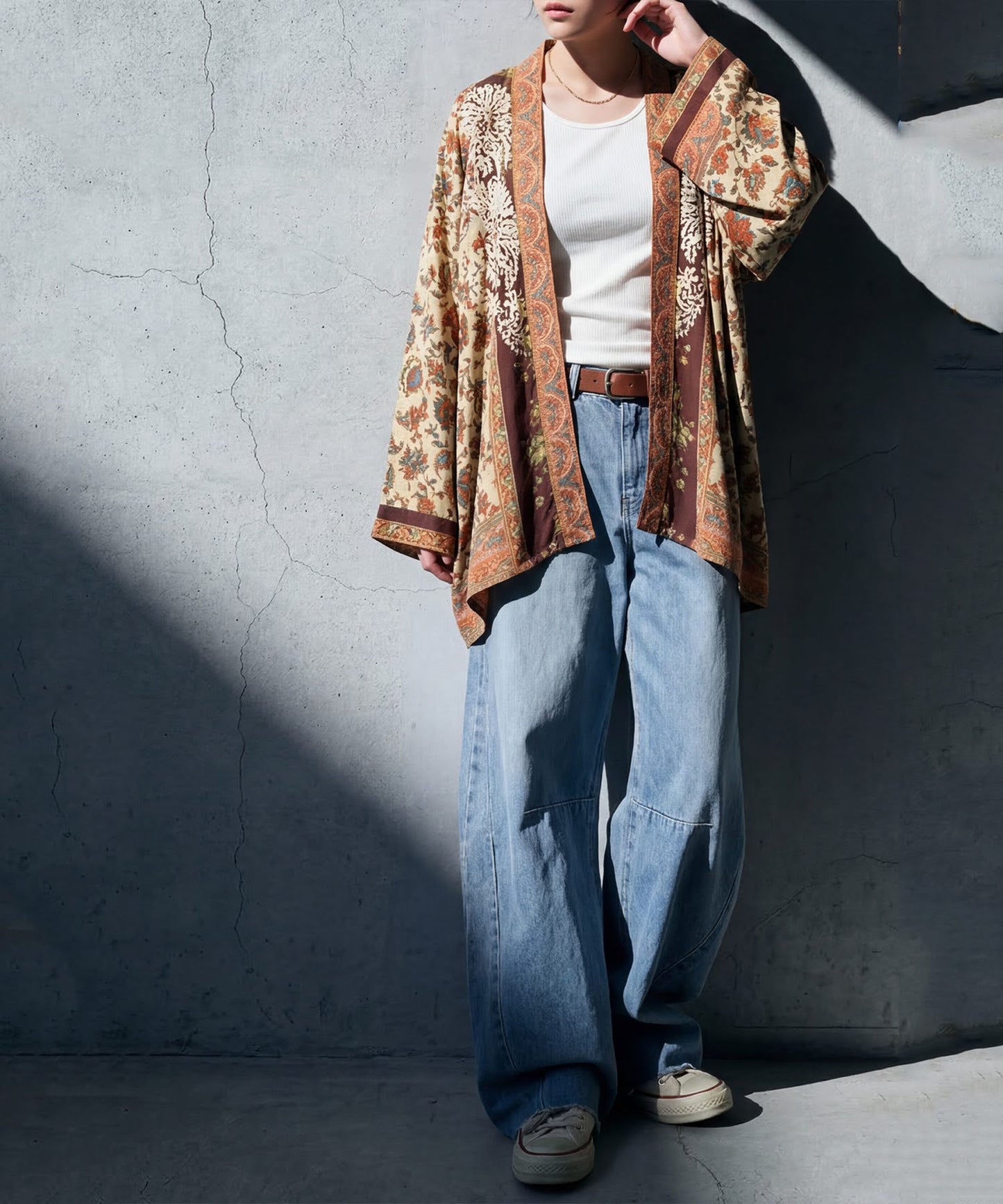 Ethnic print cardigan