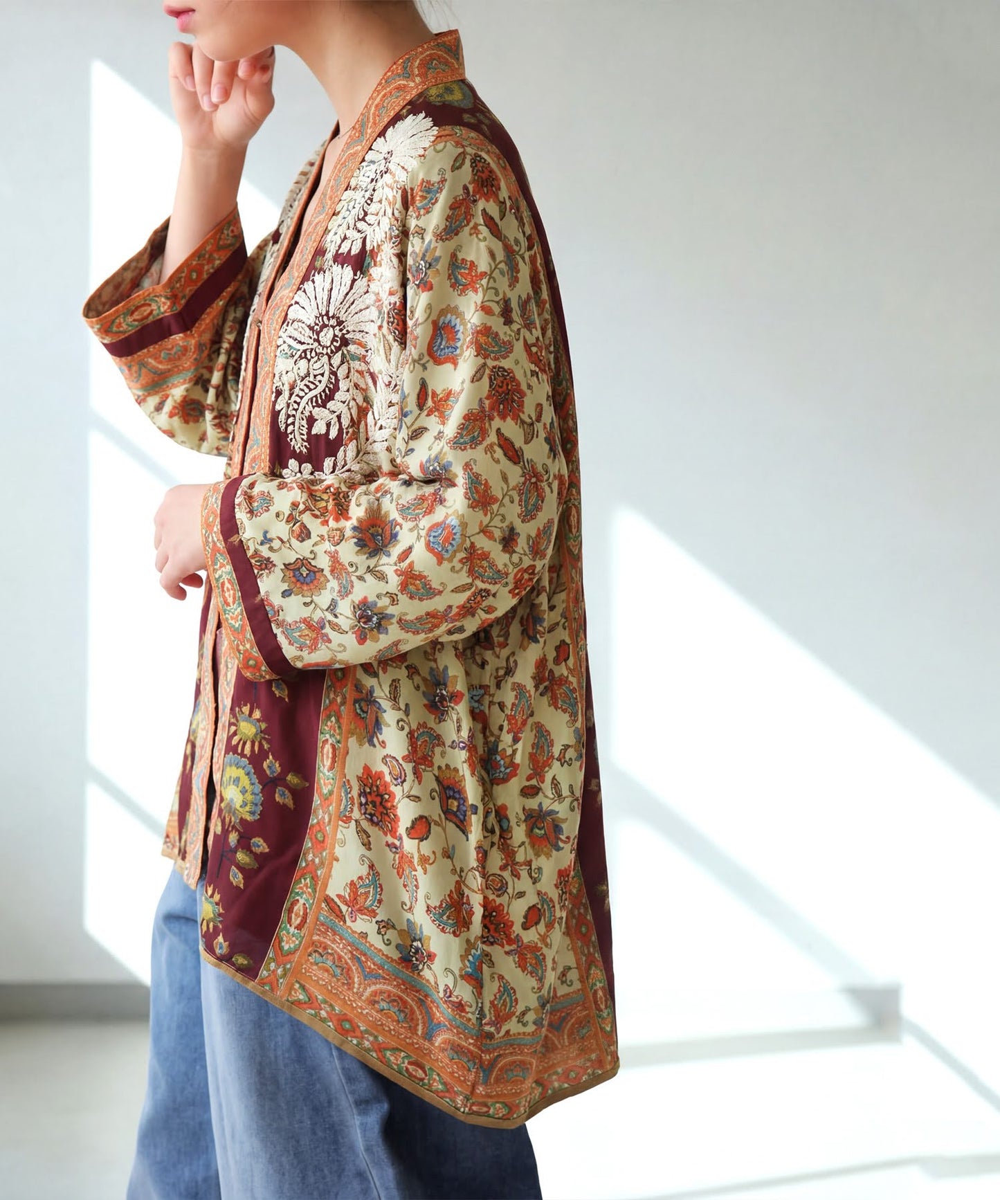 Ethnic print cardigan