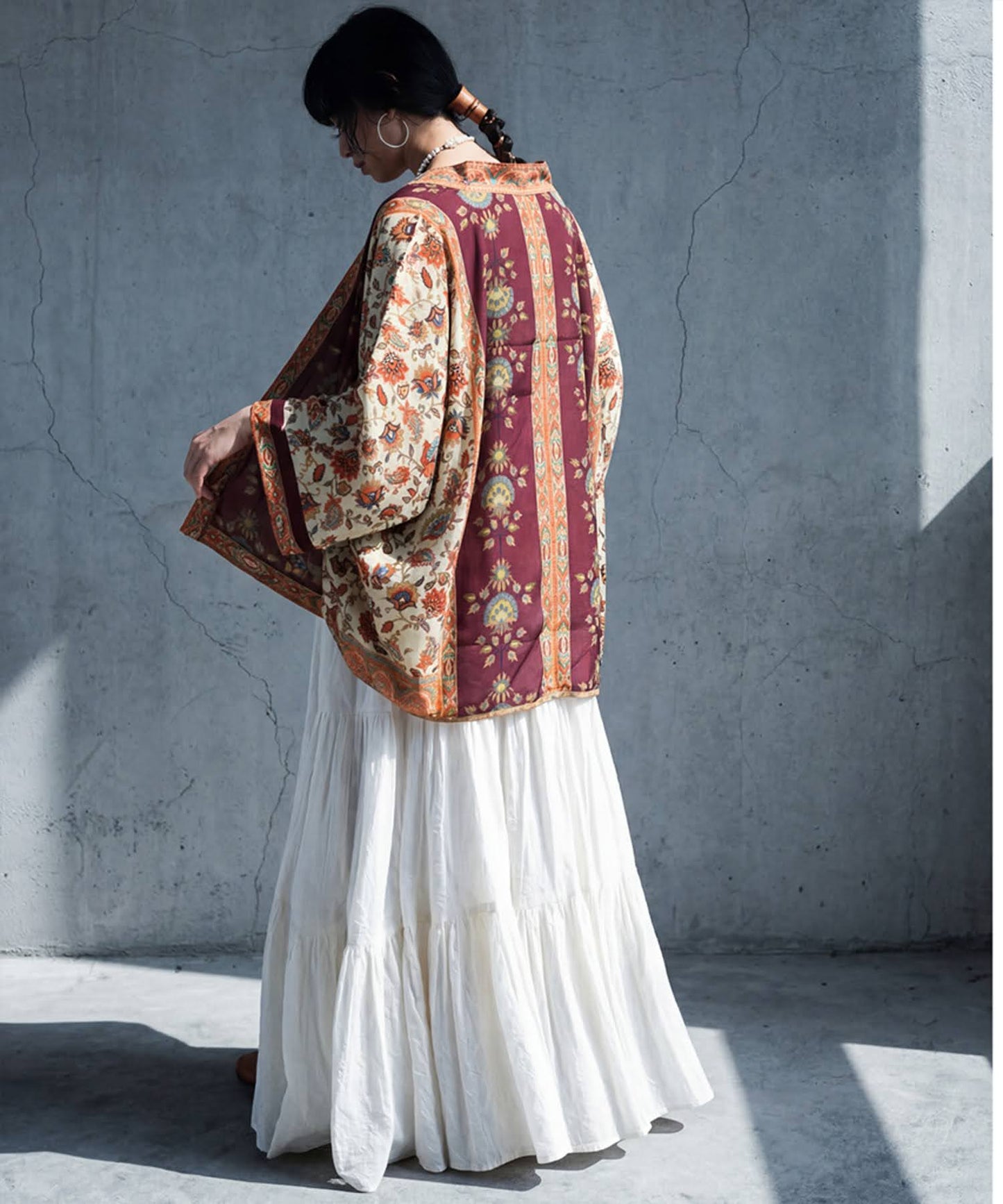 Ethnic print cardigan
