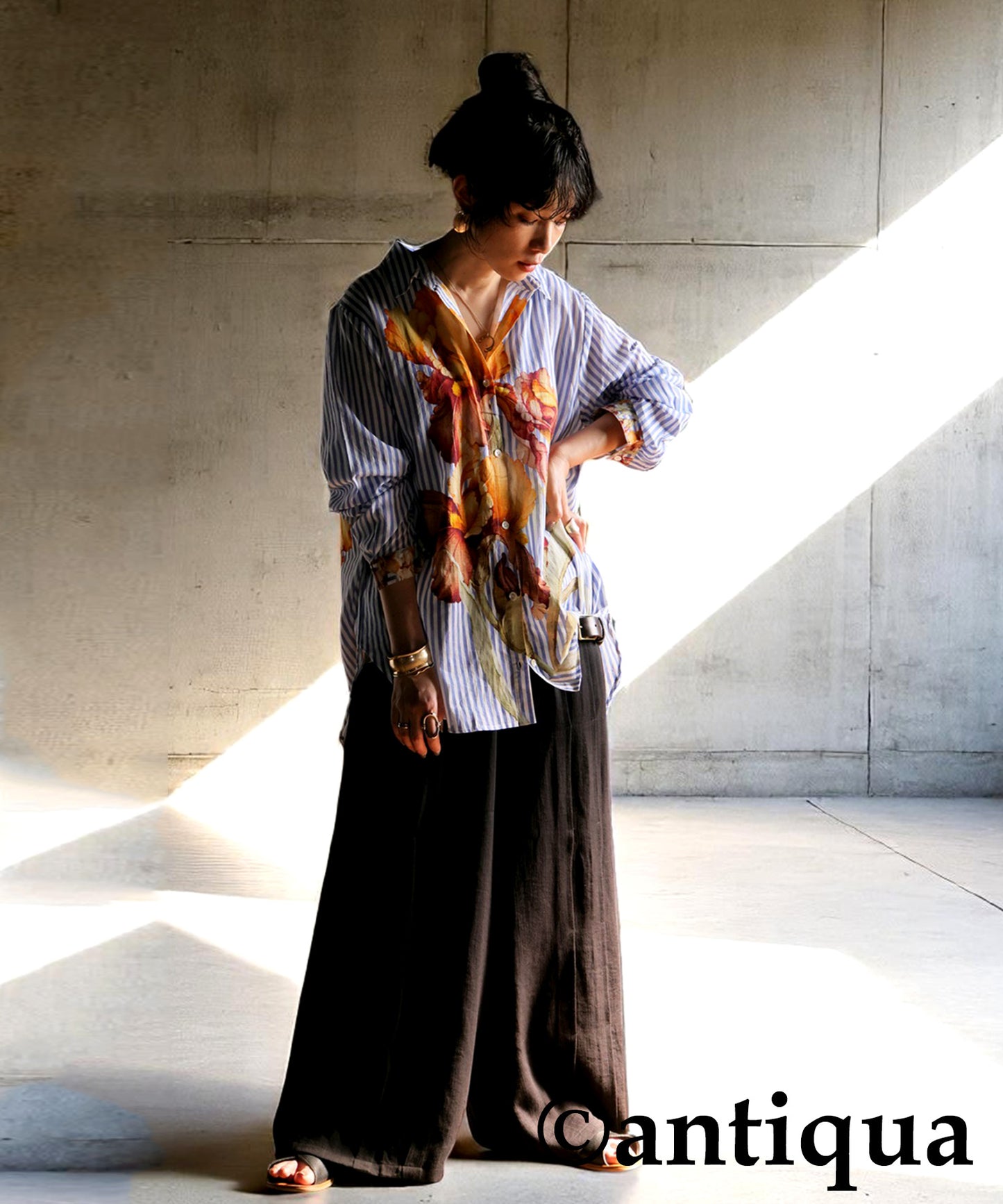 Floral Striped Shirt Ladies