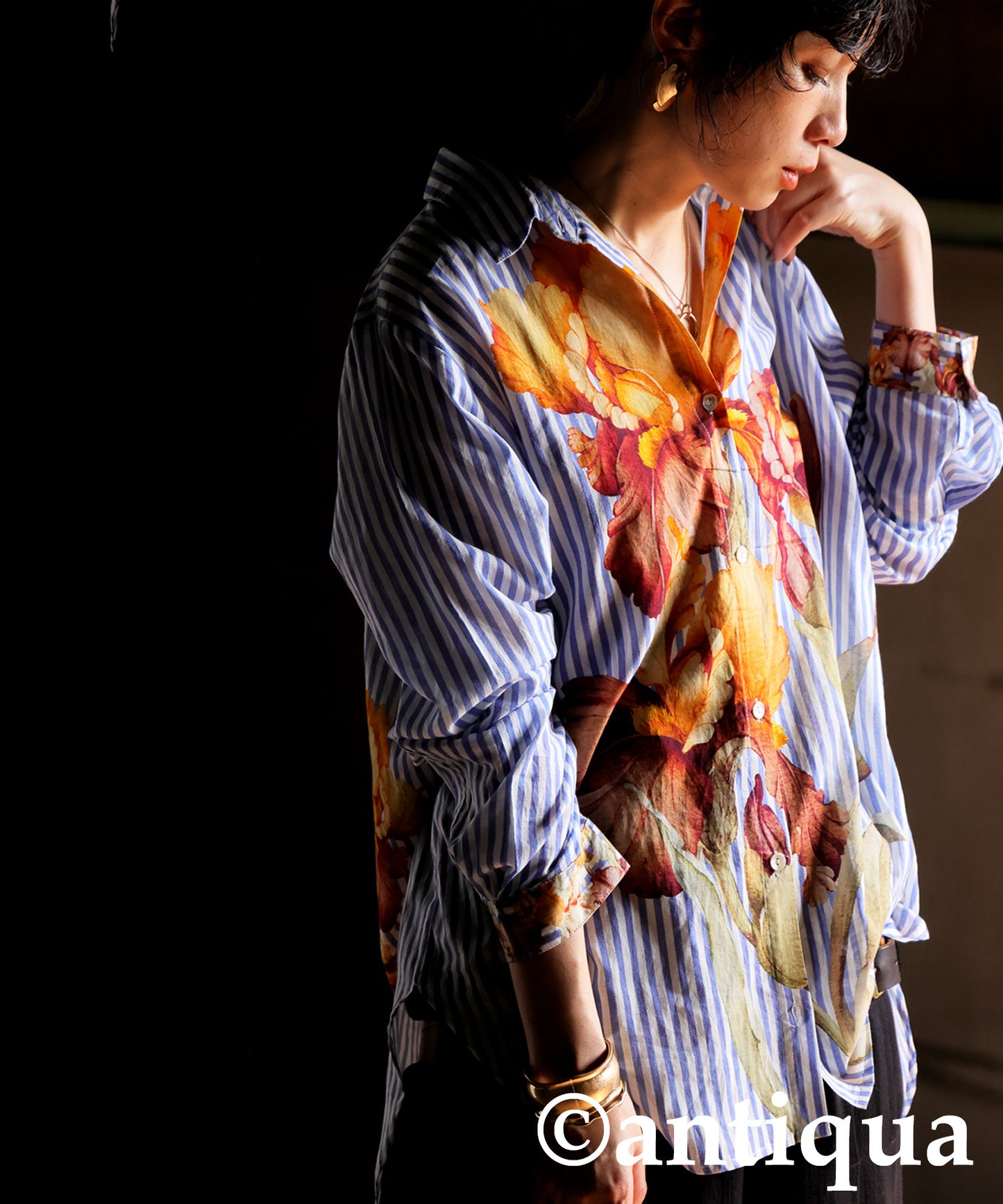 Floral Striped Shirt Ladies