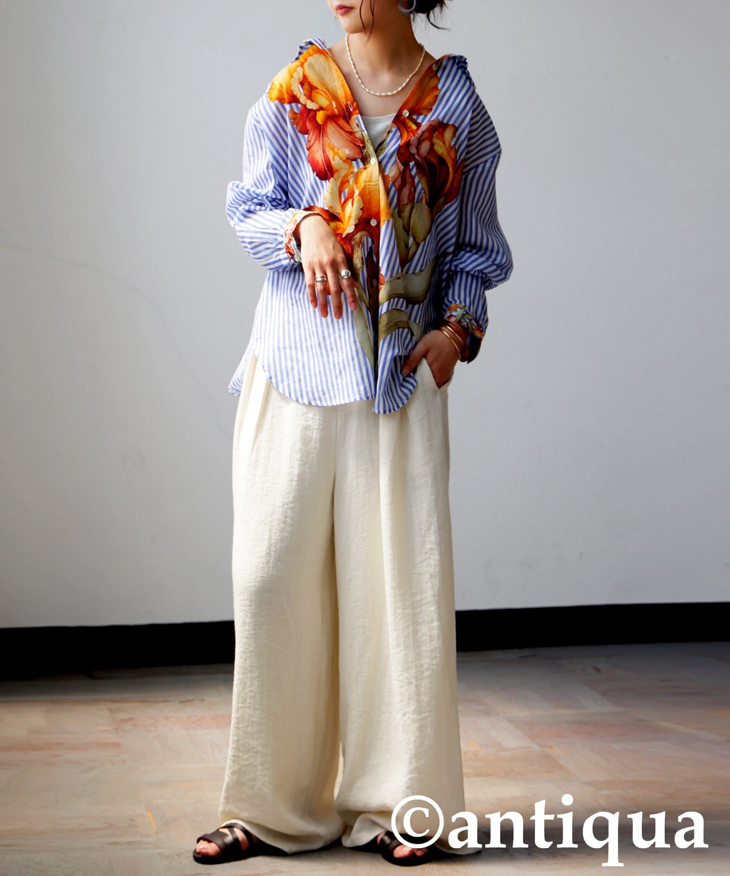 Floral Striped Shirt Ladies