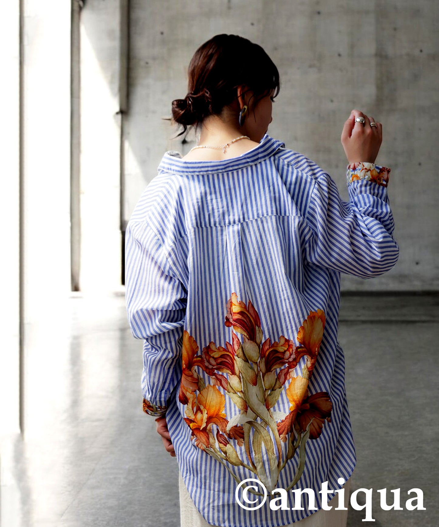 Floral Striped Shirt Ladies