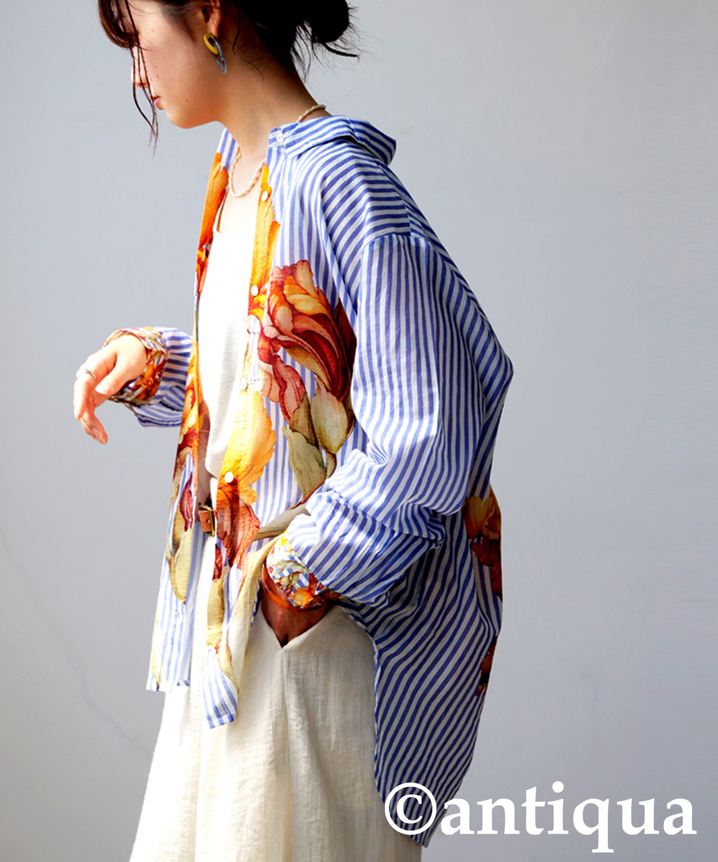 Floral Striped Shirt Ladies