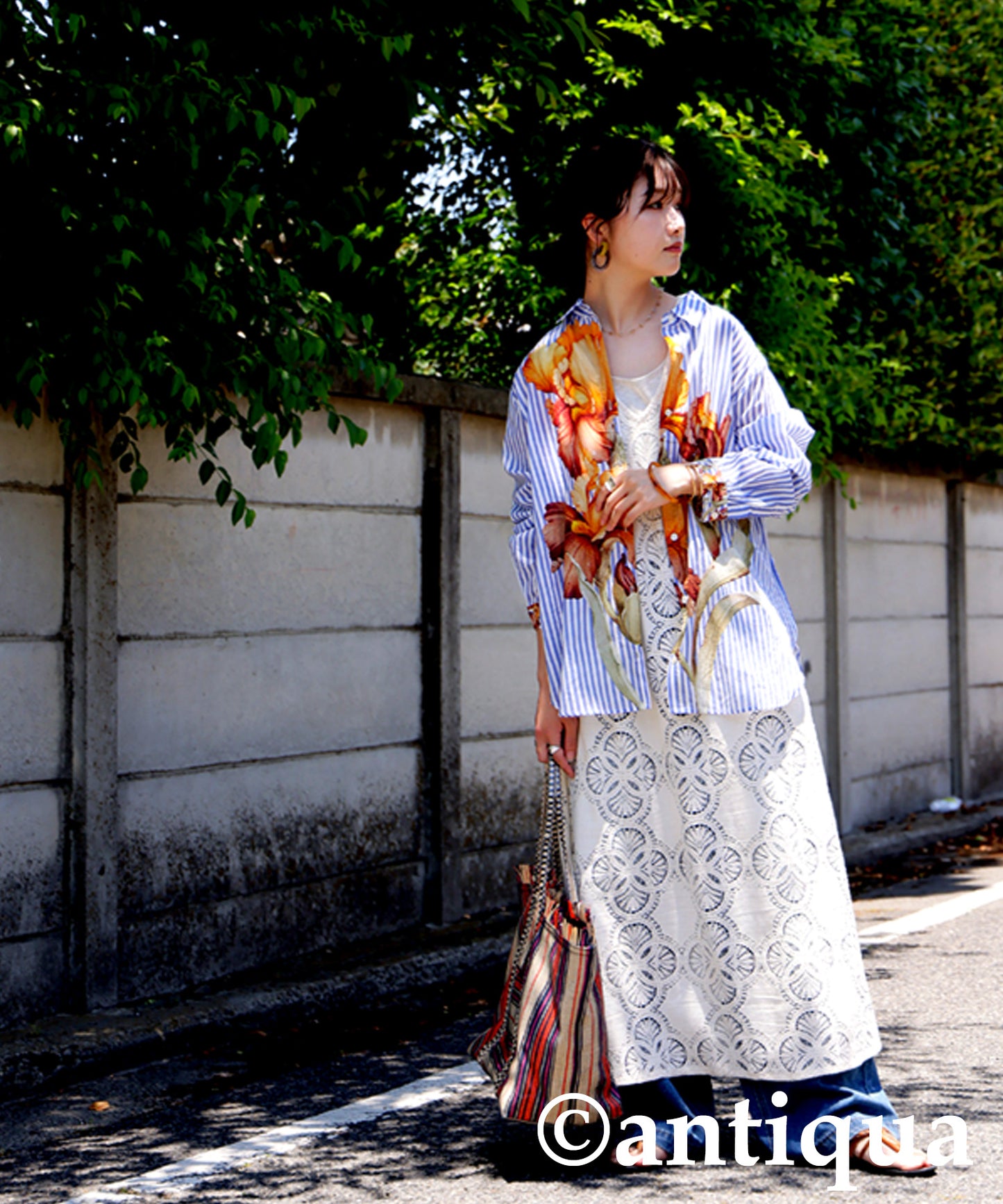 Floral Striped Shirt Ladies