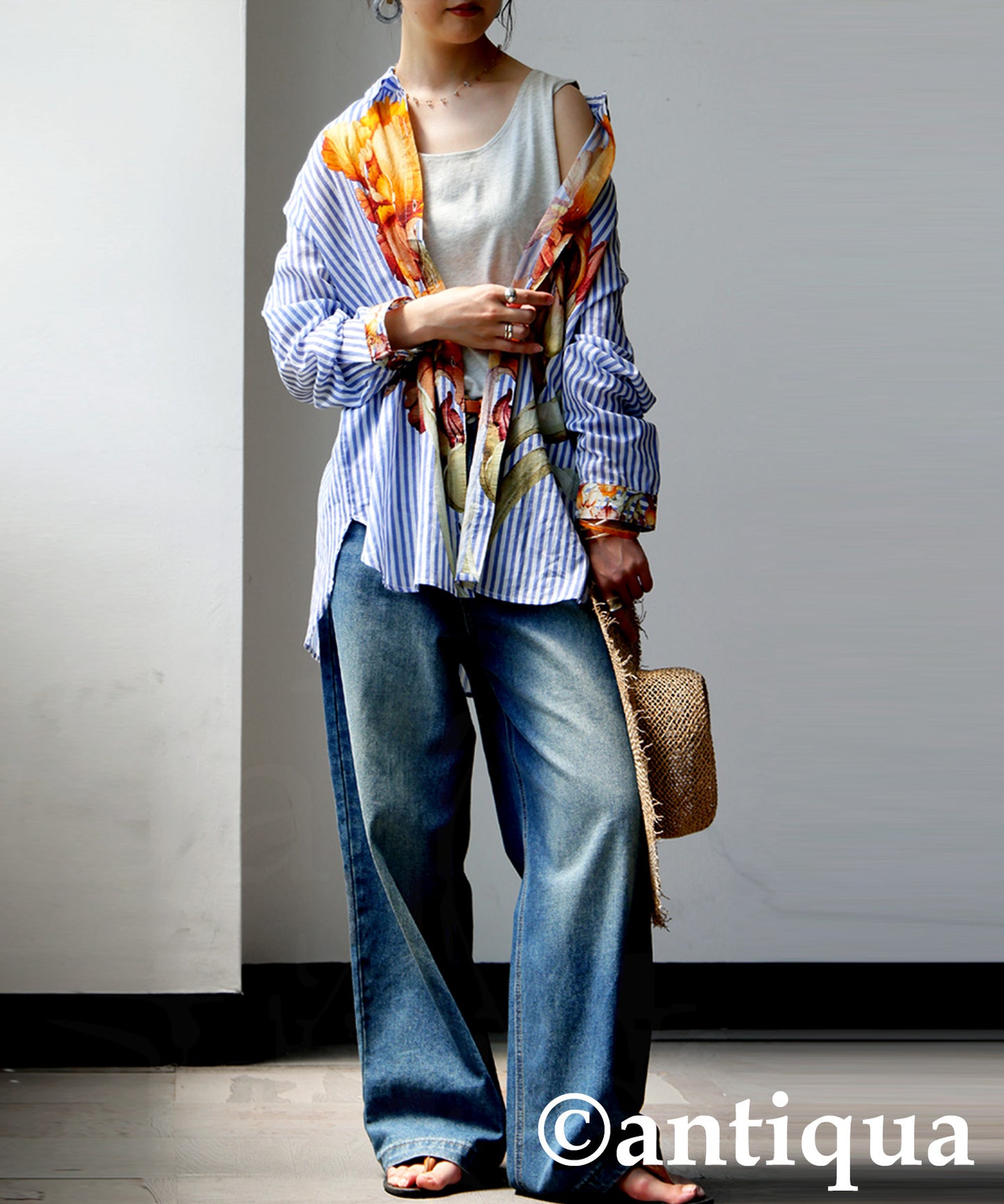 Floral Striped Shirt Ladies