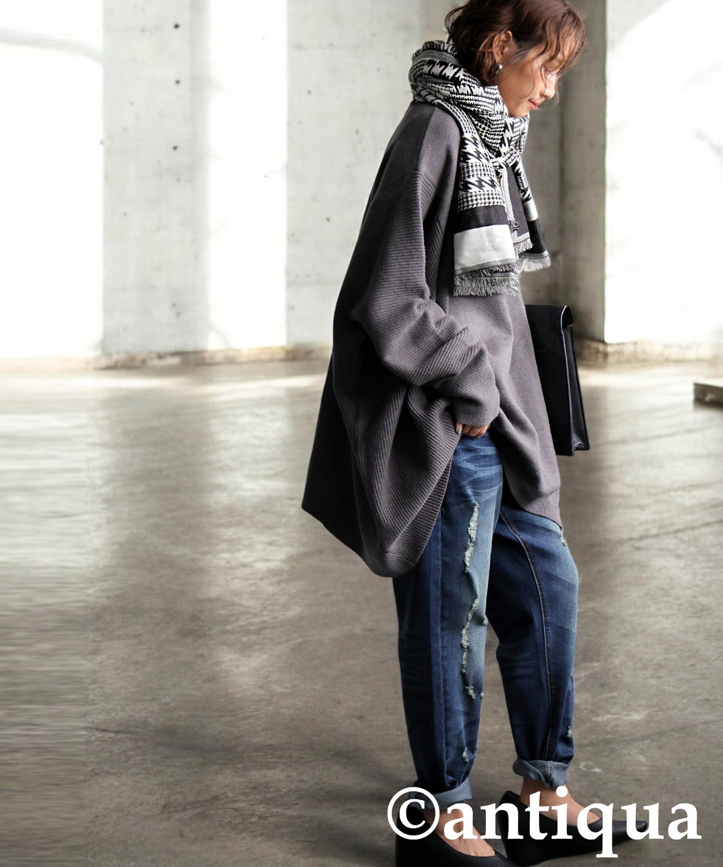 Indian Cotton Houndstooth Pattern Large Stole Ladies