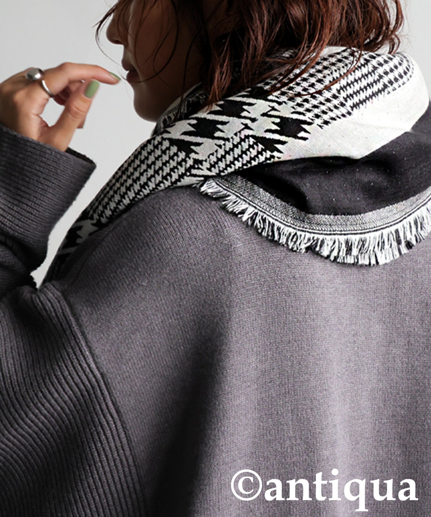 Indian Cotton Houndstooth Pattern Large Stole Ladies