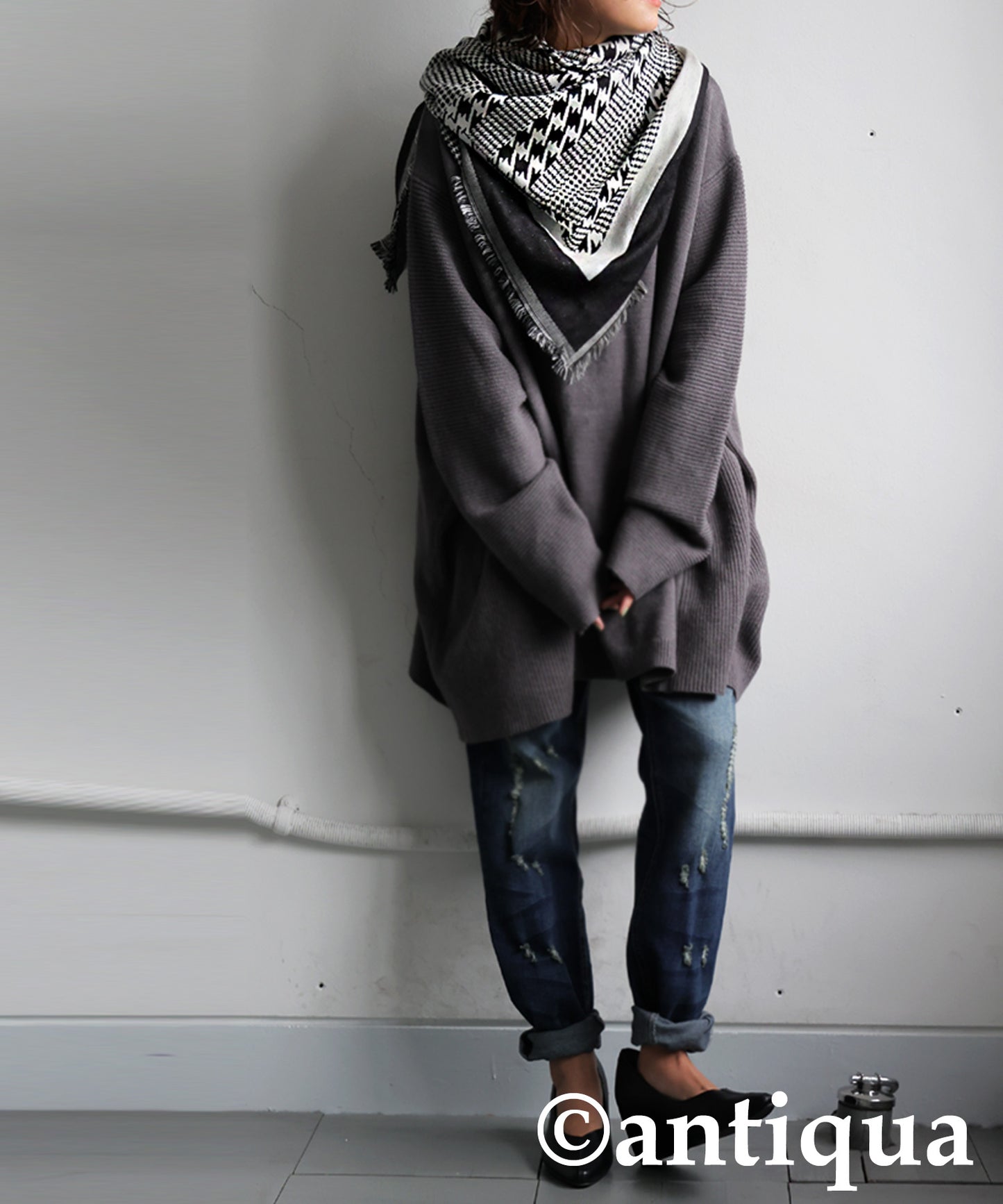 Indian Cotton Houndstooth Pattern Large Stole Ladies