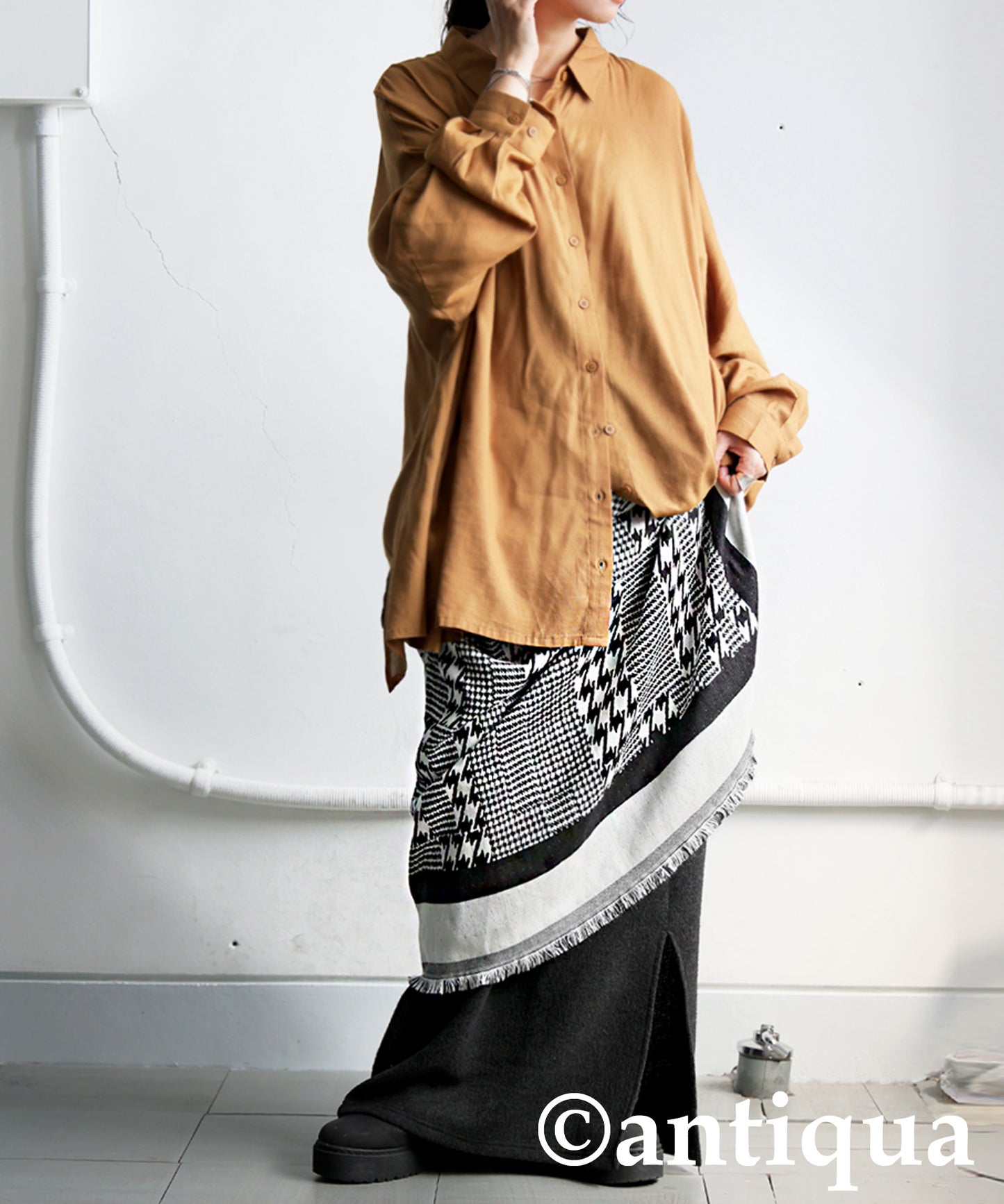 Indian Cotton Houndstooth Pattern Large Stole Ladies