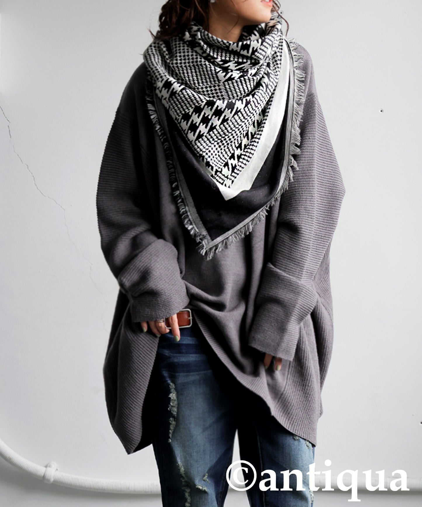 Indian Cotton Houndstooth Pattern Large Stole Ladies