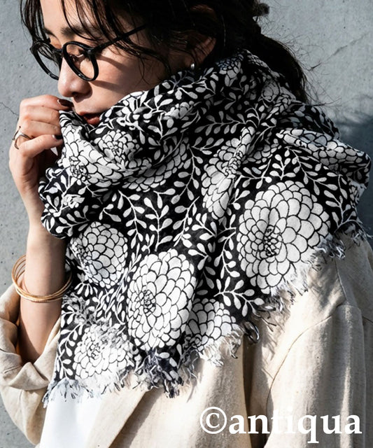 Monochrome Flower Stole Ladies