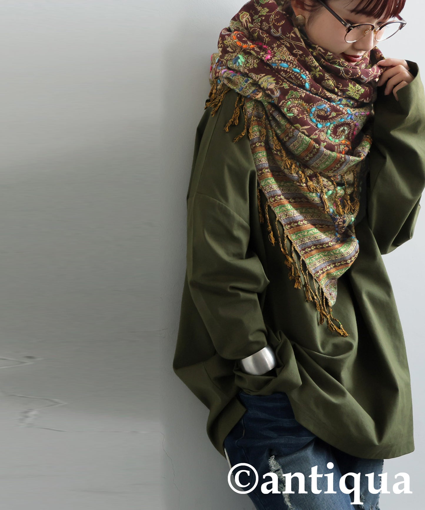 Ethnic Pattern Embroidered Large Stole Ladies